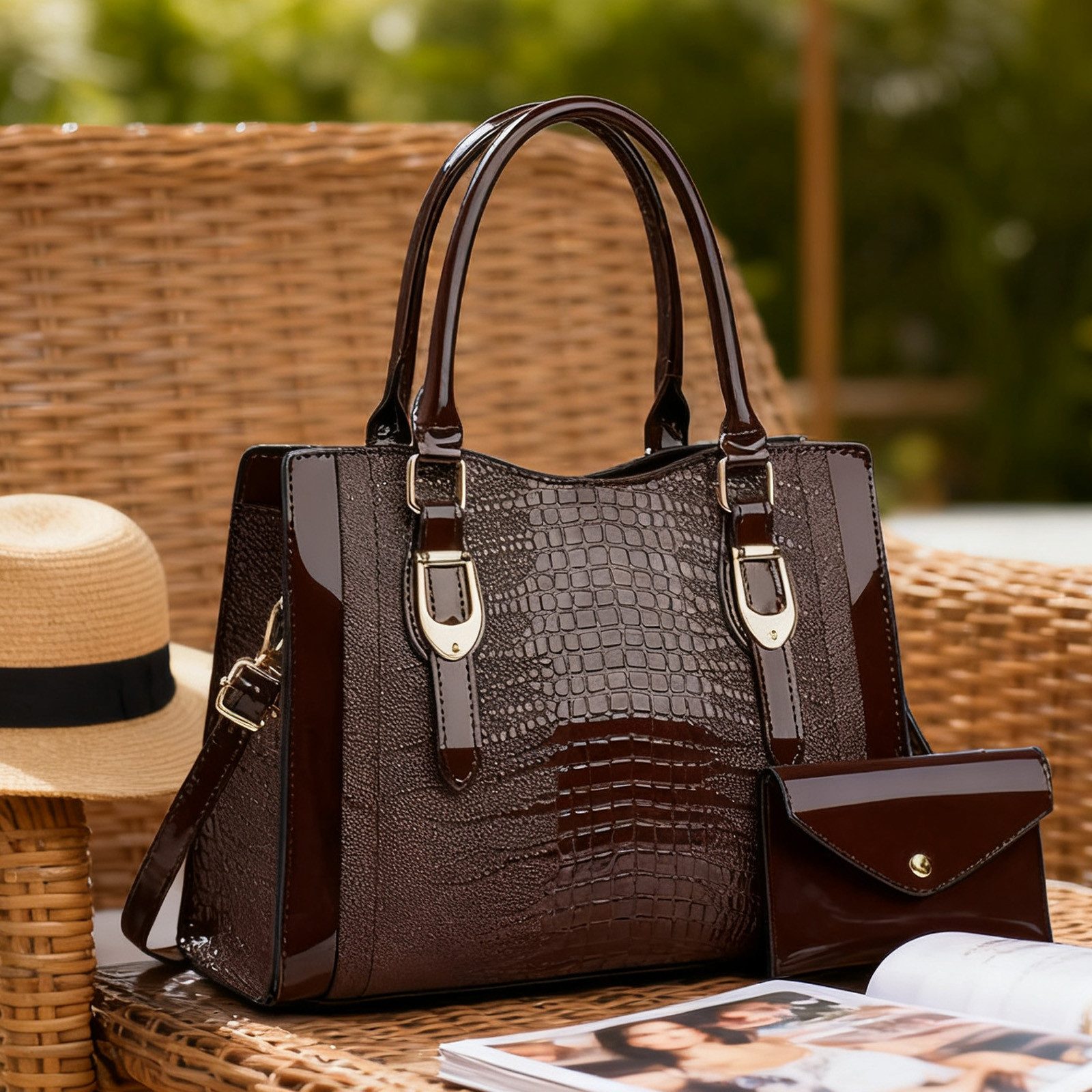 MODFU Henkeltasche Damen Handtasche Set Schultertasche Tragetasche Umhänget günstig online kaufen