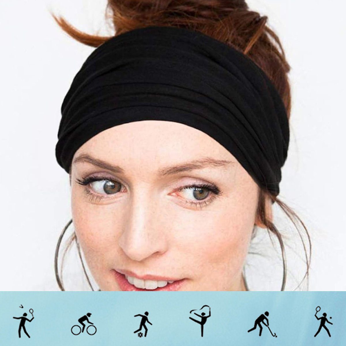 Armeegrün Weiche Haarband Damen + Sport Marine Dunkelgrau Damen Stirnband Elastische Breite Jormftte + + für Weinrot Yoga Haarband + + Schwarz Kaffee