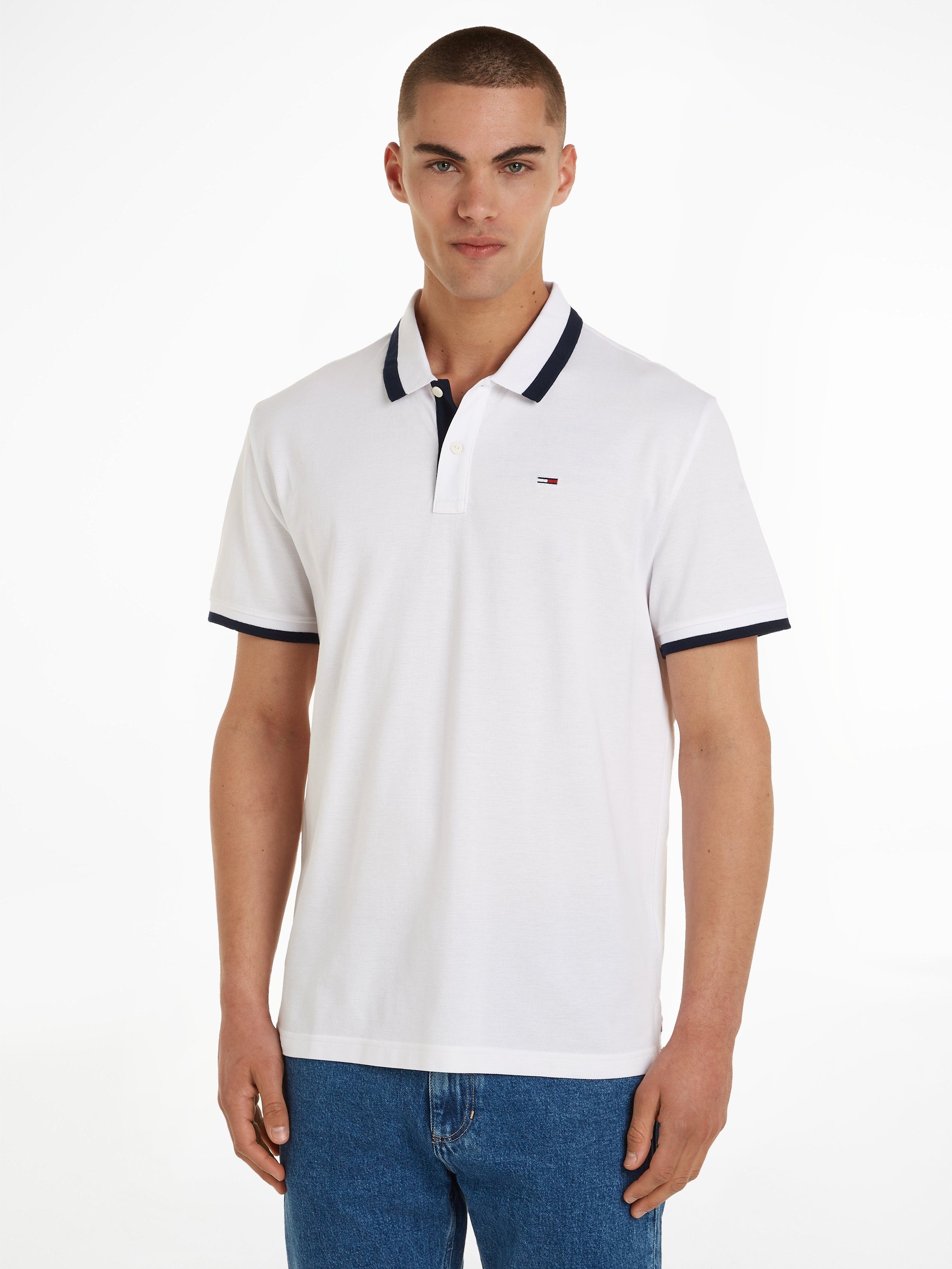Tommy Jeans Poloshirt TJM REG SOLID TIPPED POLO mit Polokragen White