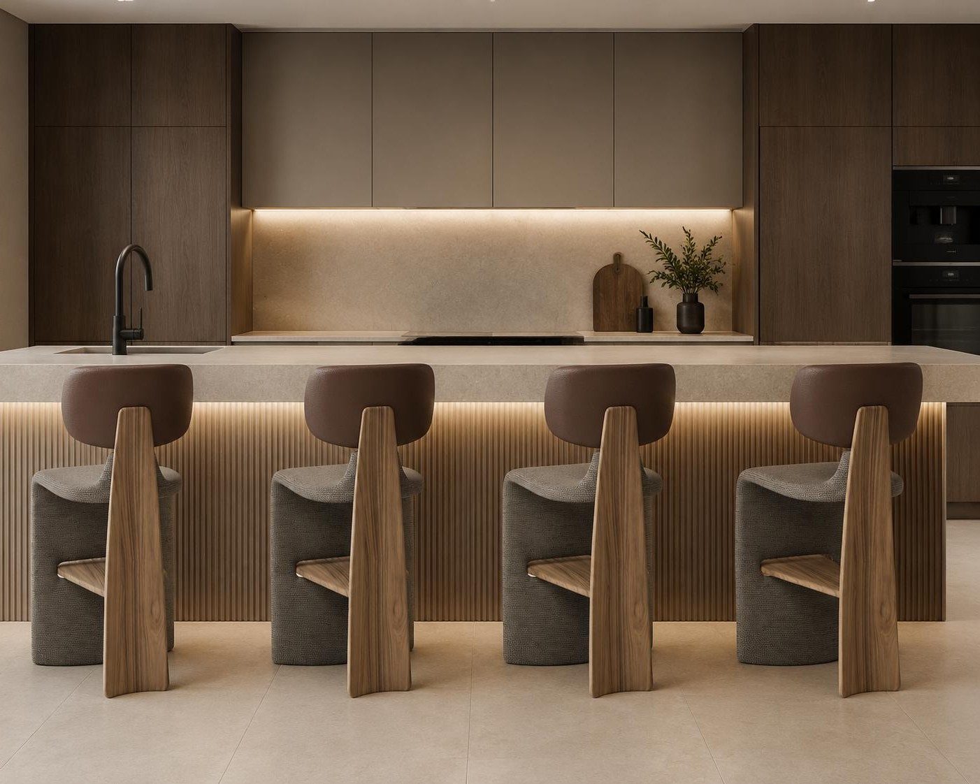 Xlmoebel Barhocker Moderner Barhocker in Grau-Braun aus Holz für eleganten Komfort, Made in Europa