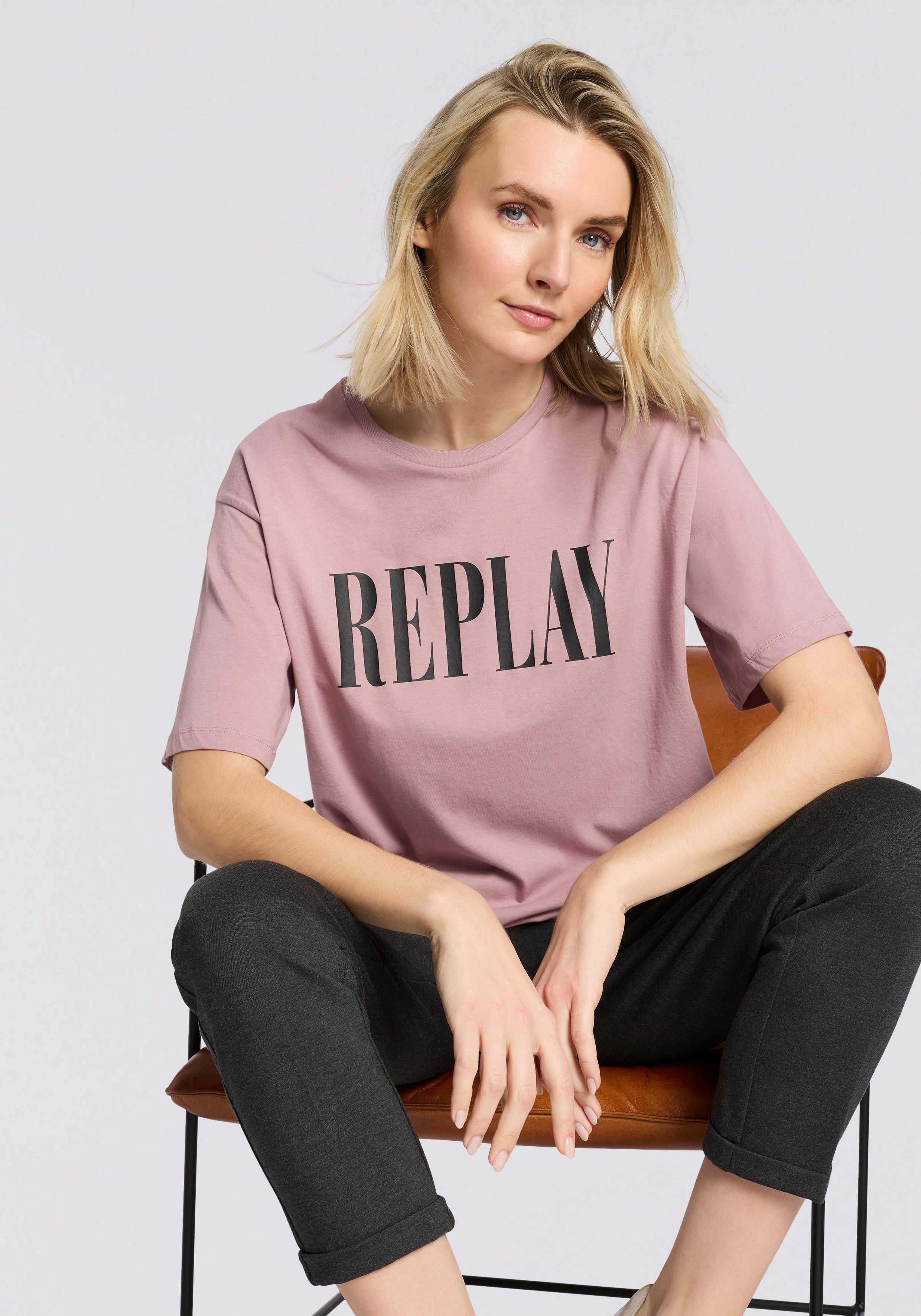 Replay T-Shirt aus Baumwolle, Rundhals günstig online kaufen