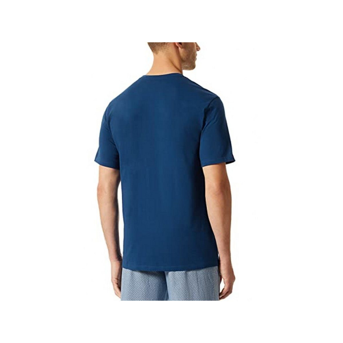 Schiesser Rundhalsshirt blau regular (1-tlg) fit