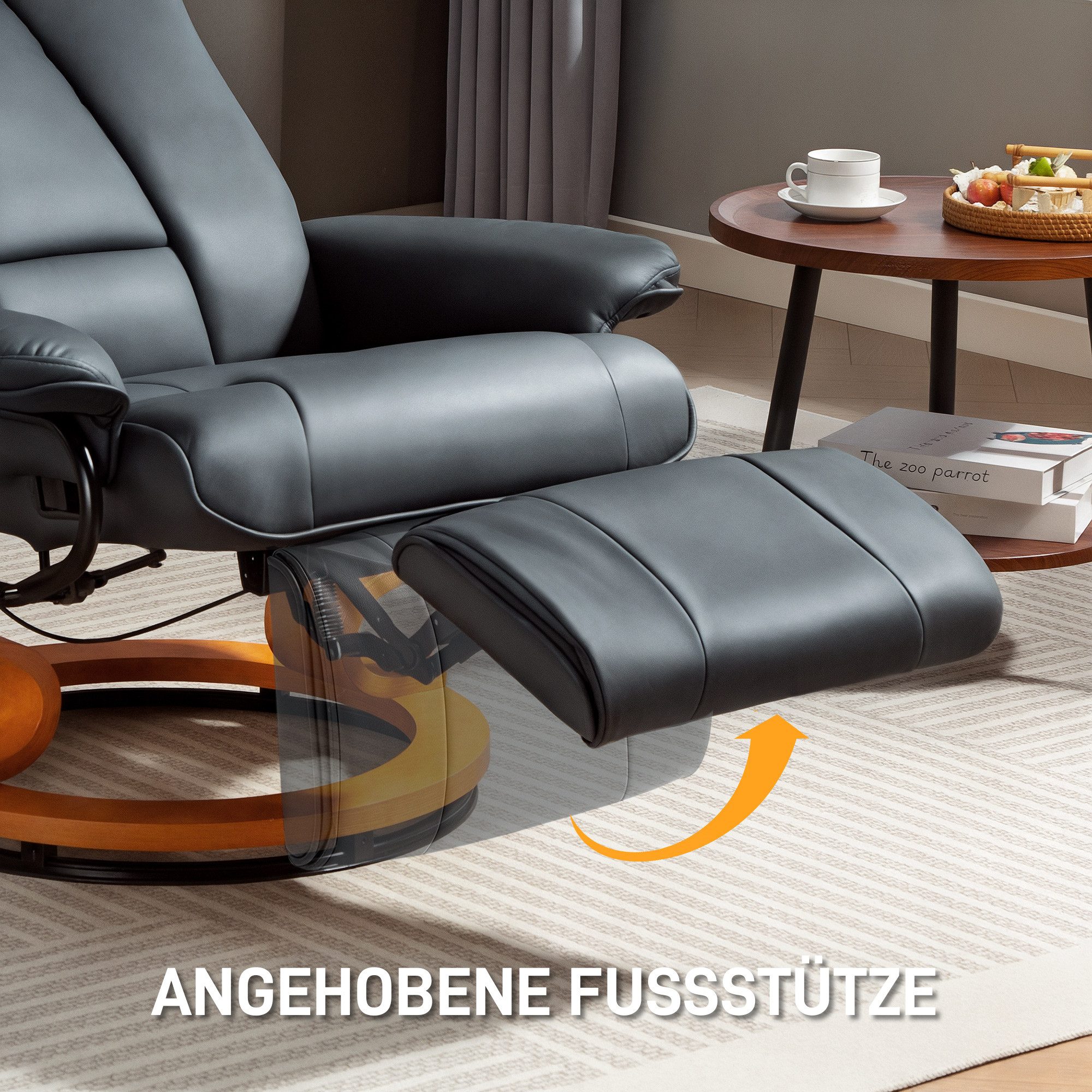 HOMCOM Relaxsessel Fernsehsessel mit Liegefunktion, verstellbarer Rückenlehne (Liegesessel, 1-St., TV-Sessel), für Wohnzimmer, Schlafzimmer, Dunkelgrau – Bild 5 von 5