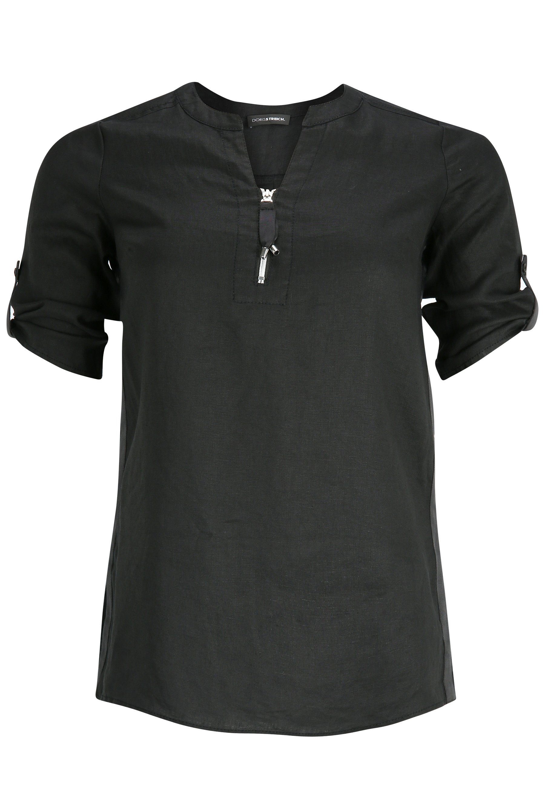 Doris Streich Hemdbluse Leinen-Bluse mit Reißverschluss