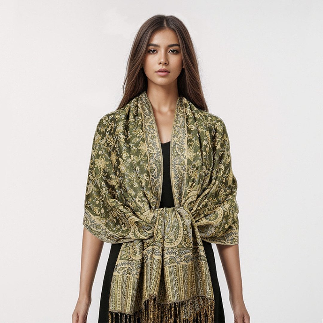 nsihing Modeschal Warmer Schal für Damen, Weiches Tuch in Kaschmir-Optik, Lange, große warme Stola mit Quasten für Herbst und Winter – Bild 4 von 5