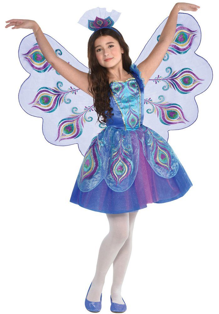 Amscan Kostüm Pfauen Kostüm 'Pretty Peacock' für Mädchen, Blau