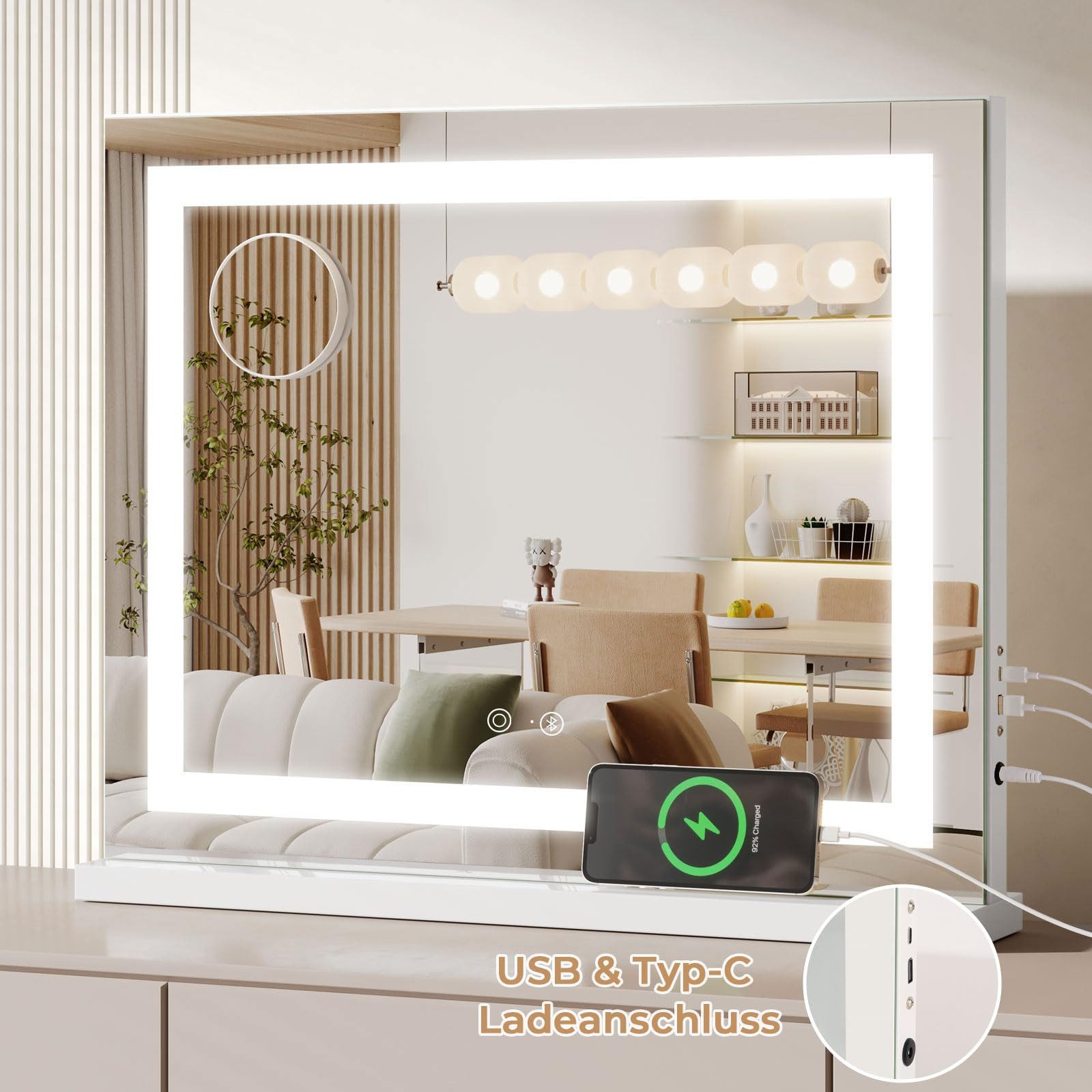 Dripex Schminkspiegel Hollywood Make-up Spiegel mit 3 Farblichtmodi USB Ans günstig online kaufen