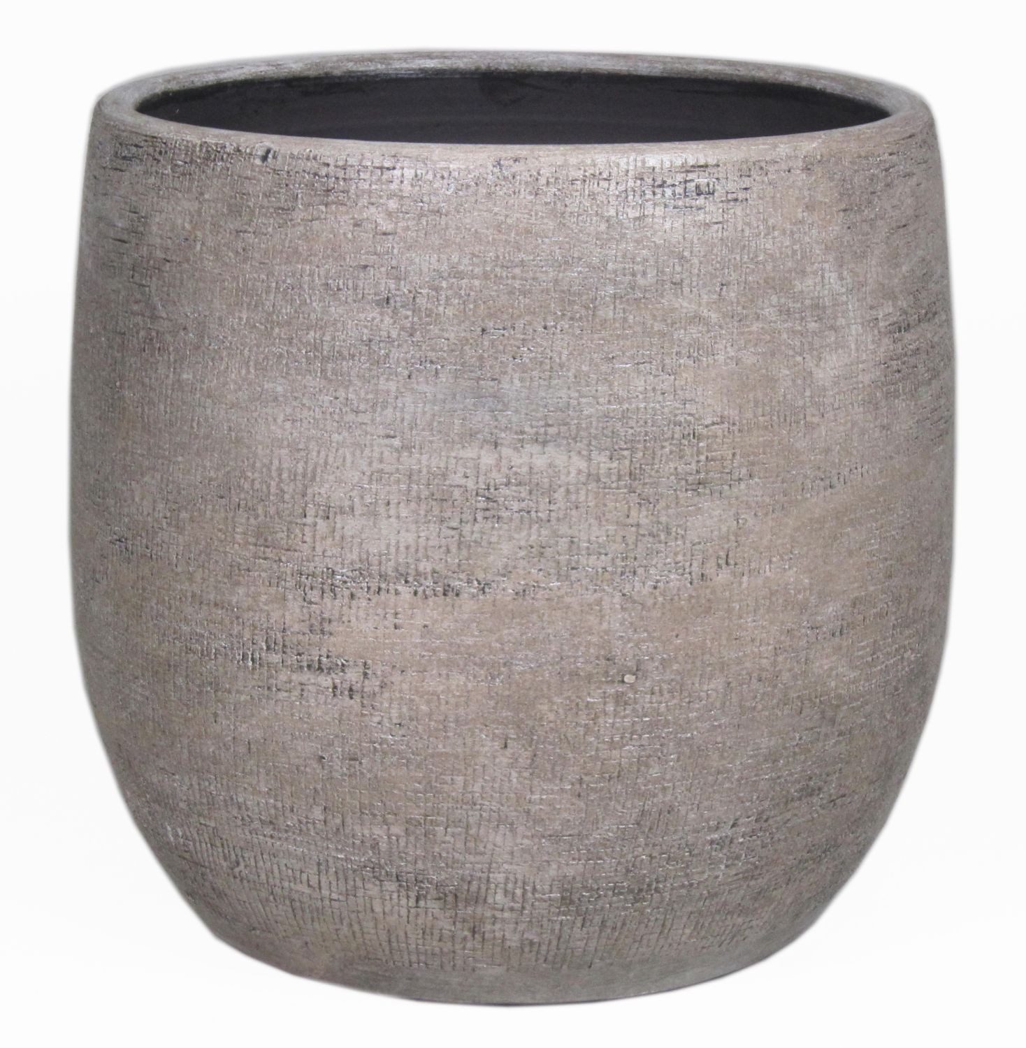 INNA-Glas Blumentopf Keramiktopf mit Maserung, weiß-braun, 27 cm, Ø 28 cm