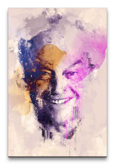 Sinus Art Leinwandbild Jack Nicholson Porträt Abstrakt Kunst Schauspieler Farbenfroh 60x90cm Leinwandbild