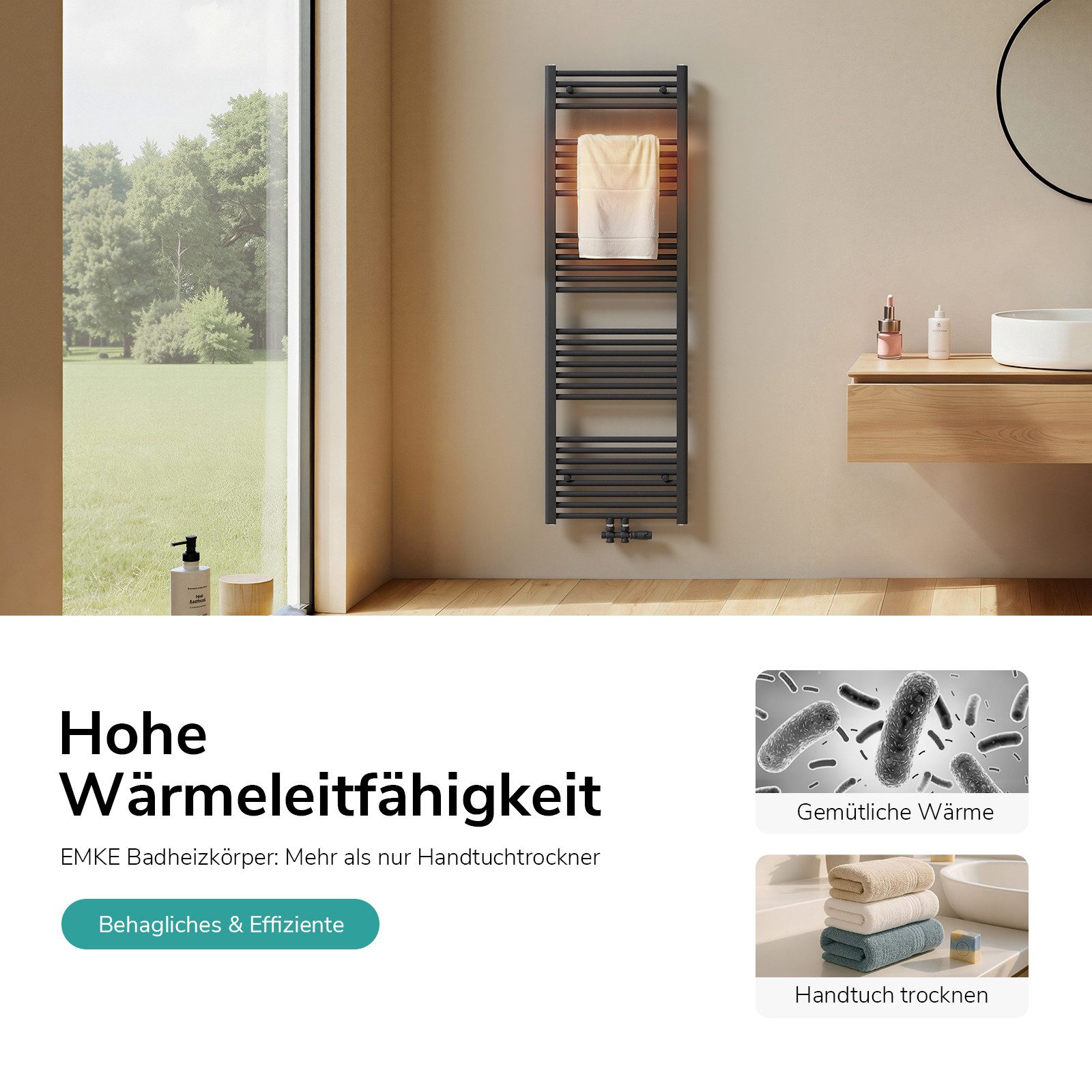 EMKE Badheizkörper Handtuchtrockner Handtuchwärmer Bad-Heizkörper, Mittelan günstig online kaufen