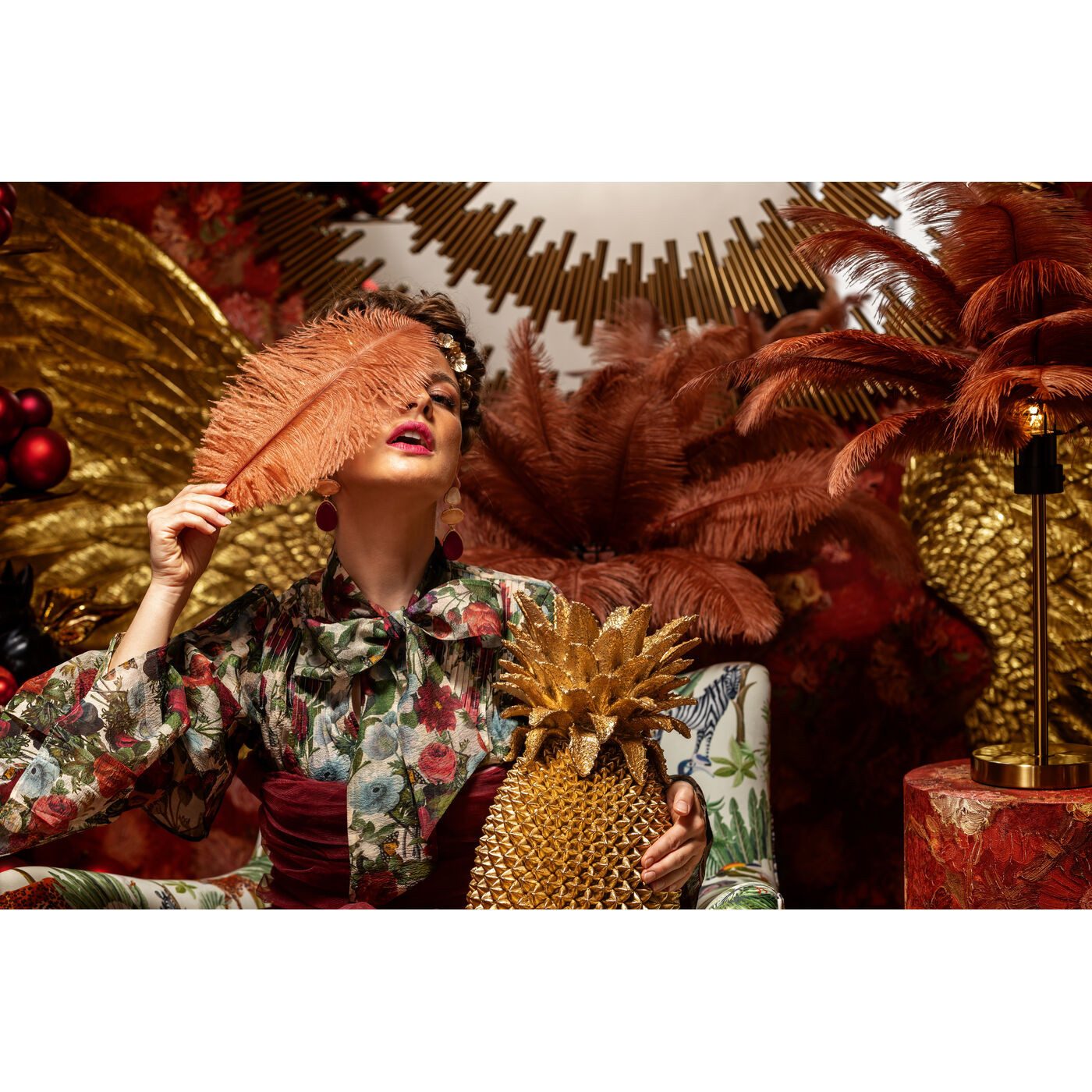 Kare Design Tischleuchte Feather Palm, ohne Leuchtmittel