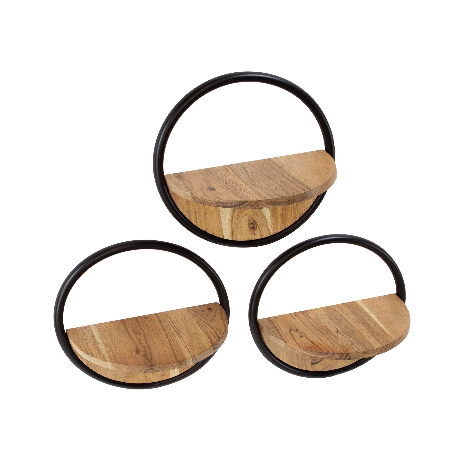 Sitheim-Europe Wandregal Wandregal Round Set aus 3 / Massiv Akazie, 1-tlg.