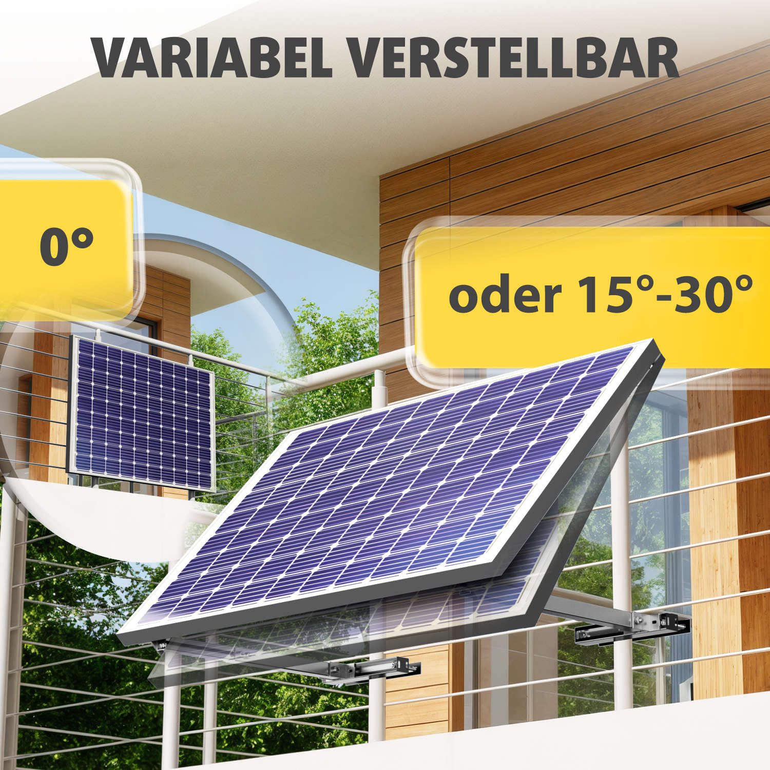 avoltik Solarmodul-Halterung Solarmodul Halterung Alu Aufständerung für Photovoltaik Winkel eckig, (Balkonhalterung 1er oder 2er zur Auswahl, Balkonhalterung 1e – Bild 5 von 5