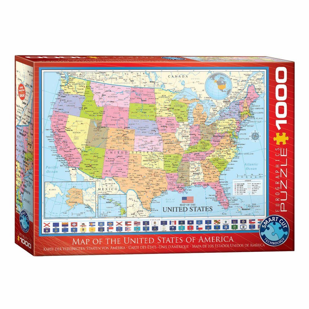EUROGRAPHICS Puzzle Karte der Vereinigten Staaten von Amerika, 1000  Puzzleteile