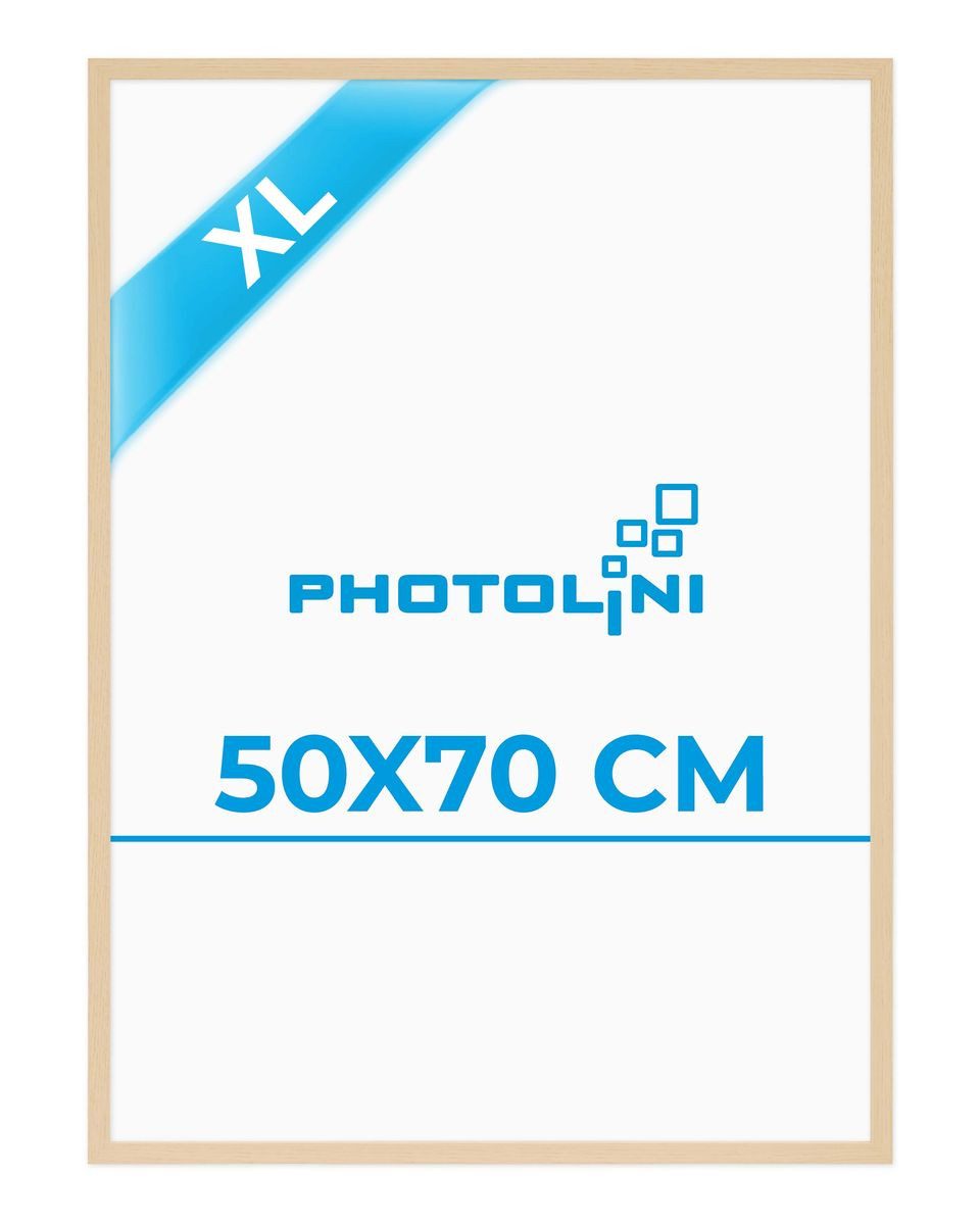 PHOTOLINI Bilderrahmen modern mit bruchsicherem Acrylglas, Holz MDF für Fotos & Poster, für 1 Bilder (1 Einzelrahmen), Posterrahmen 50x70 cm zum Aufhängen