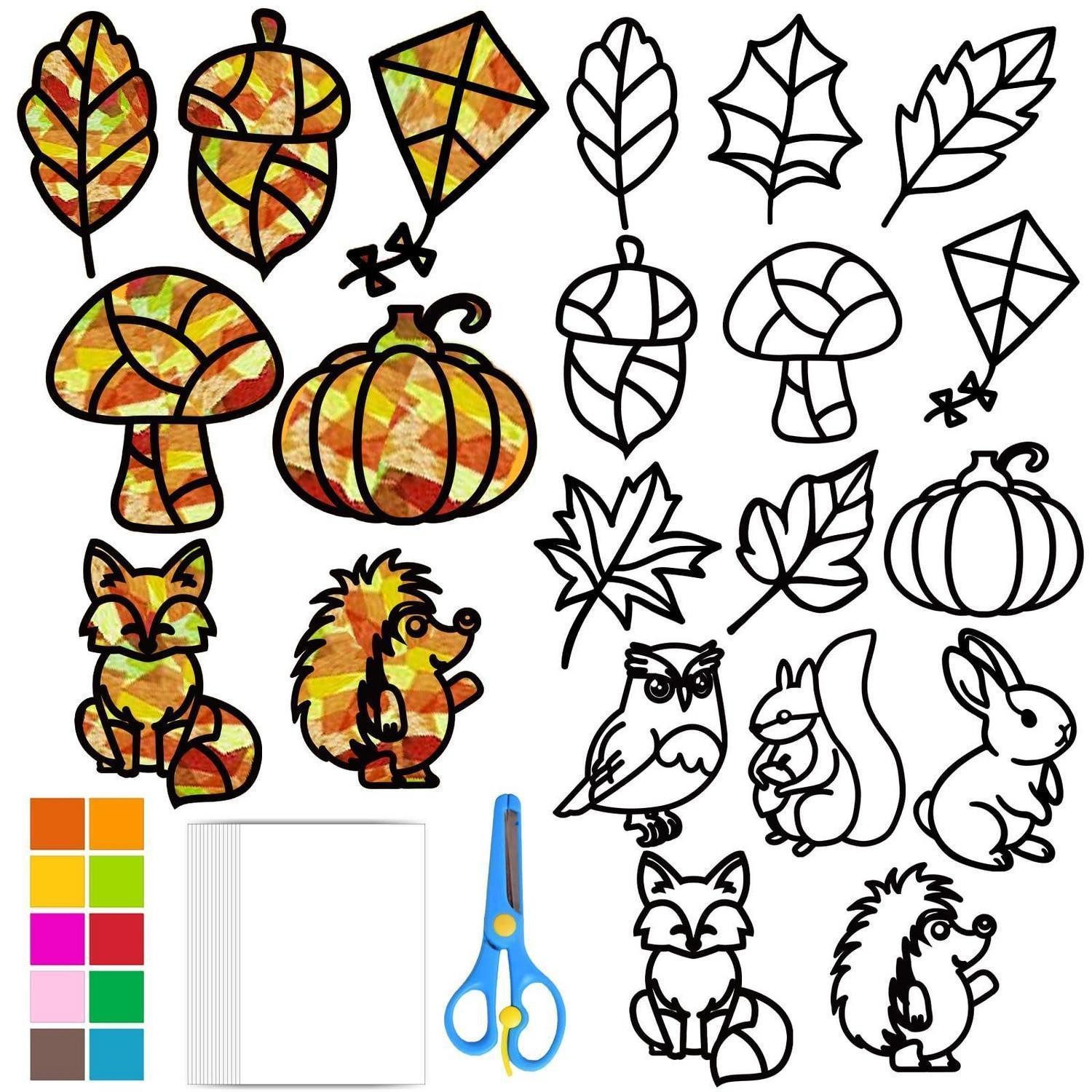 LuxusKollektion Kreativset Fensterbilder Herbst Bastelset Kinder 14 Teile