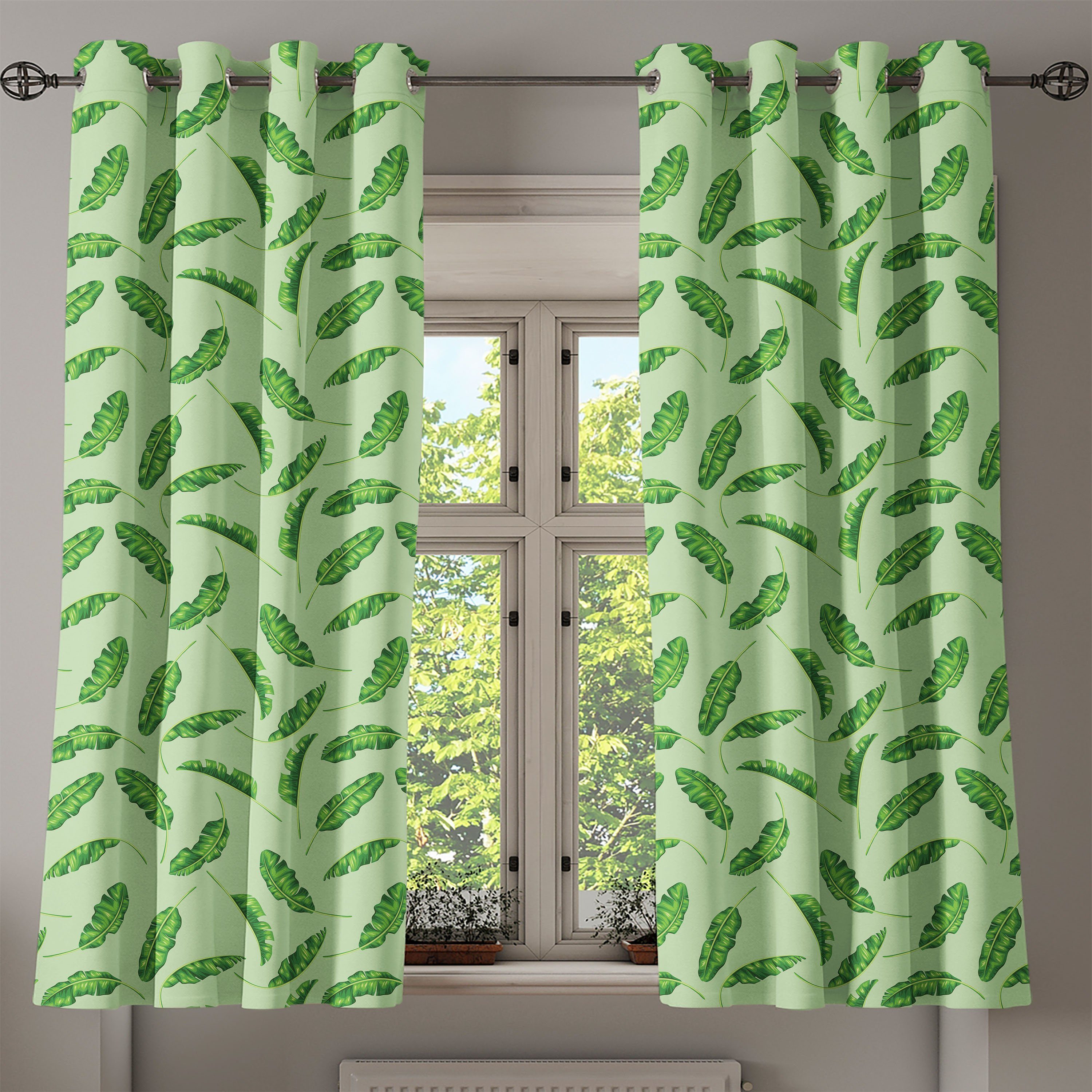 Palms Oceanic Dekorative Gardine Urwald 2-Panel-Fenstervorhänge Climate Schlafzimmer Abakuhaus, Wohnzimmer, für