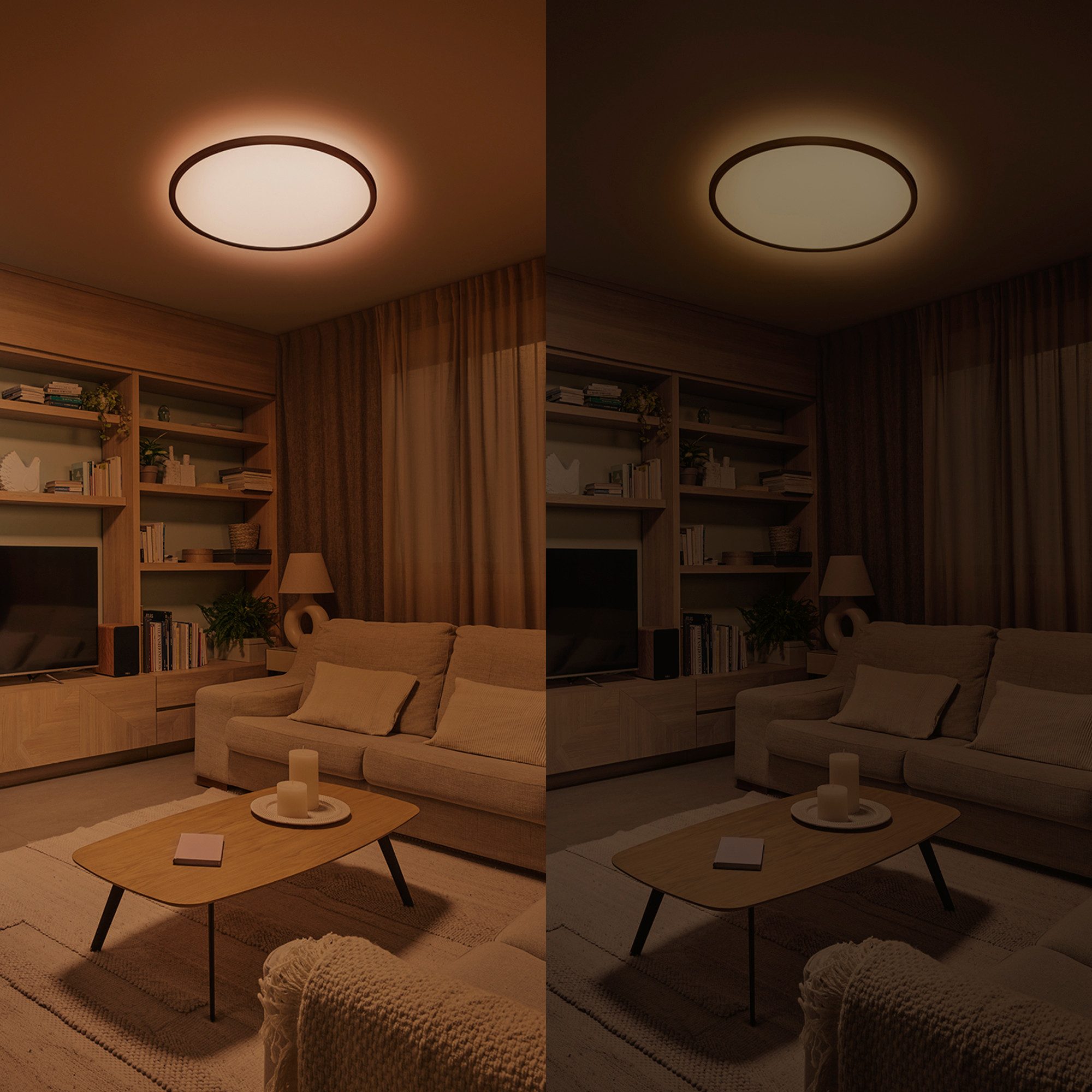 Philips LED Deckenleuchte Superslim All-in-one, 22 W, rund, Schwarz, CCT - über Fernbedienung, Dimmer, Dimmfunktion, Farbsteuerung, Fernbedienung, Infrarot inkl., Memoryfunktion, dimmbar über Fernbedienung, mehrere Helligkeitsstufen, LED fest integriert, warmweiß - kaltweiß, inkl. Fernbedienung