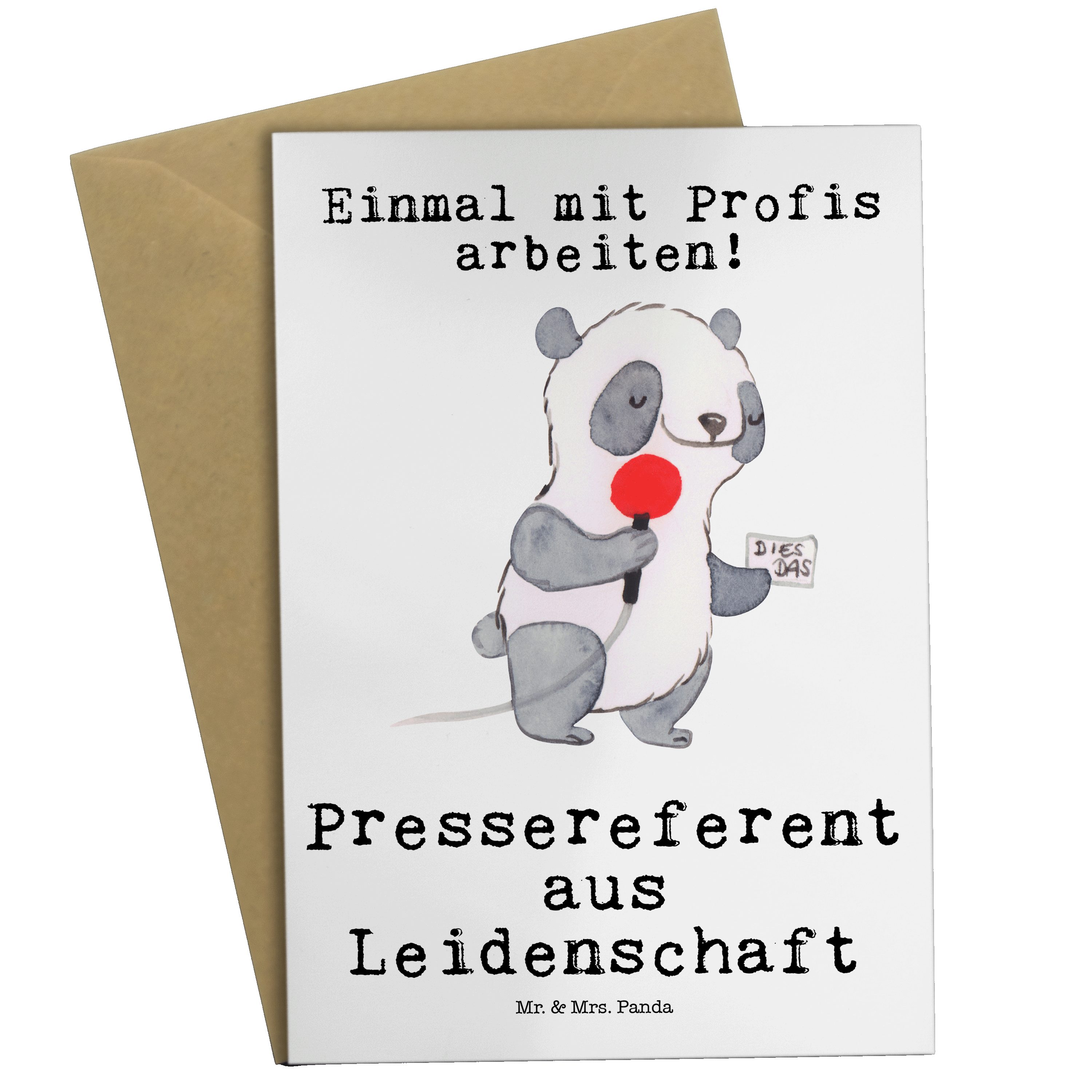 Grußkarte Mr. & Glückwun Pressereferent aus - Weiß Panda Jubiläum, Geschenk, - Leidenschaft Mrs.