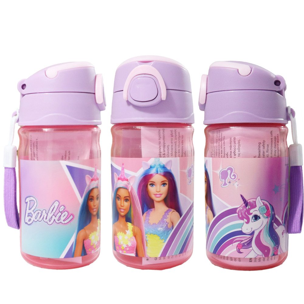 Trinkflasche Barbie Kinder Sport Wasserflasche Flasche Trinkhalm Griff 350 ml