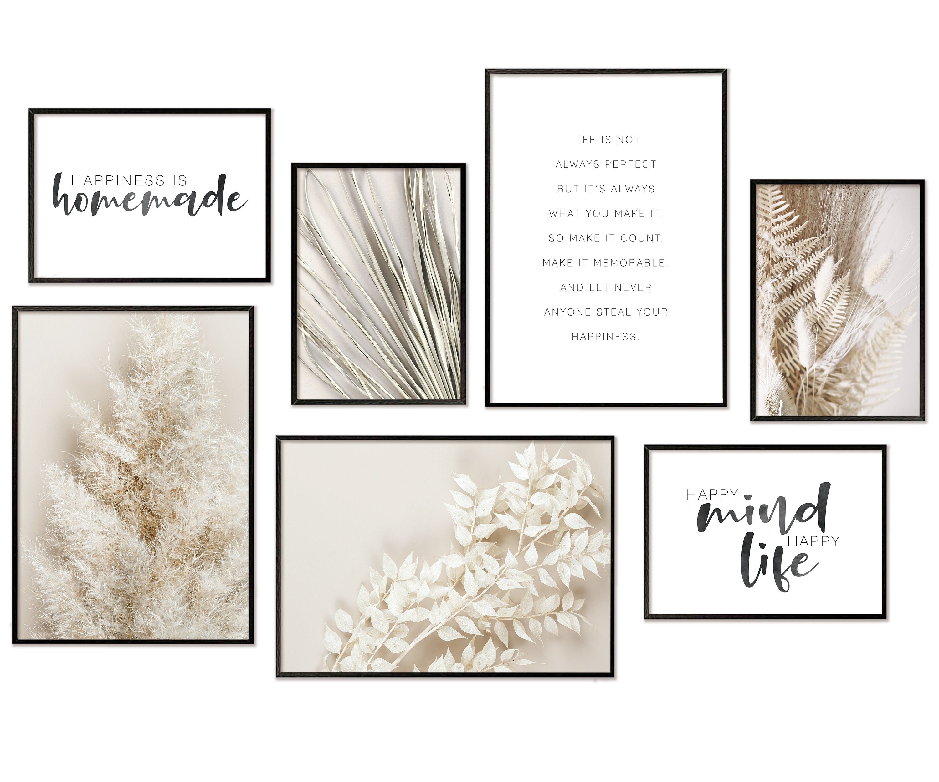 Poster Premium Poster Set - 7 Bilder Wandbilder Wohnzimmer Deko Collage