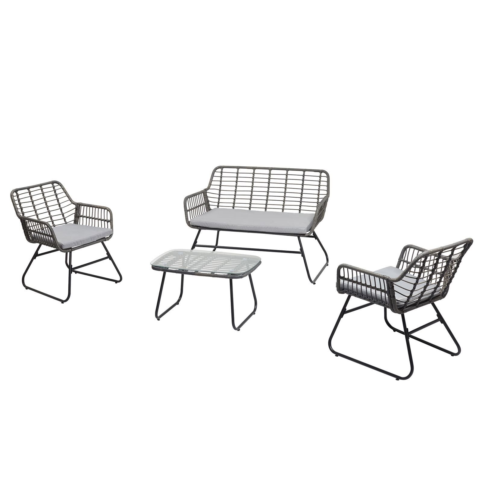 IDIMEX Gartenlounge-Set RIVIERA, Outdoor Lounge Set mit Zweisitzer, 2 Sesseln und Beistelltisch grau