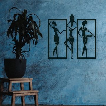 WoodFriends Wandbild aus Holz Afrikanische Frauen zum Aufkleben ethnische Deko, in verschiedenen Größen Wandkunst Geburtstagsgeschenk Ethno