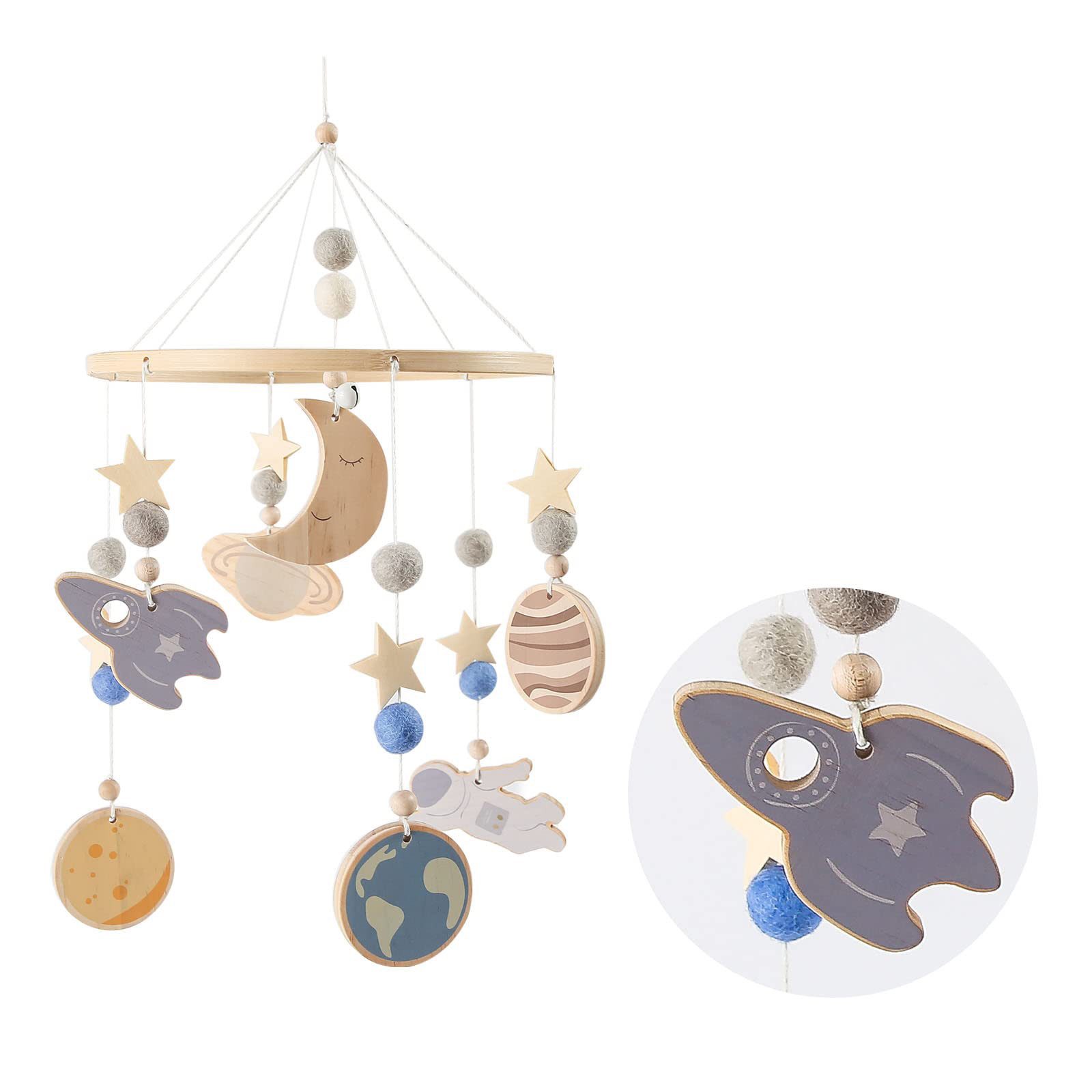 CLTYQ Mobile Baby Holz Hängende Bettglocke, Windspiel Rassel Babybett Mobil günstig online kaufen