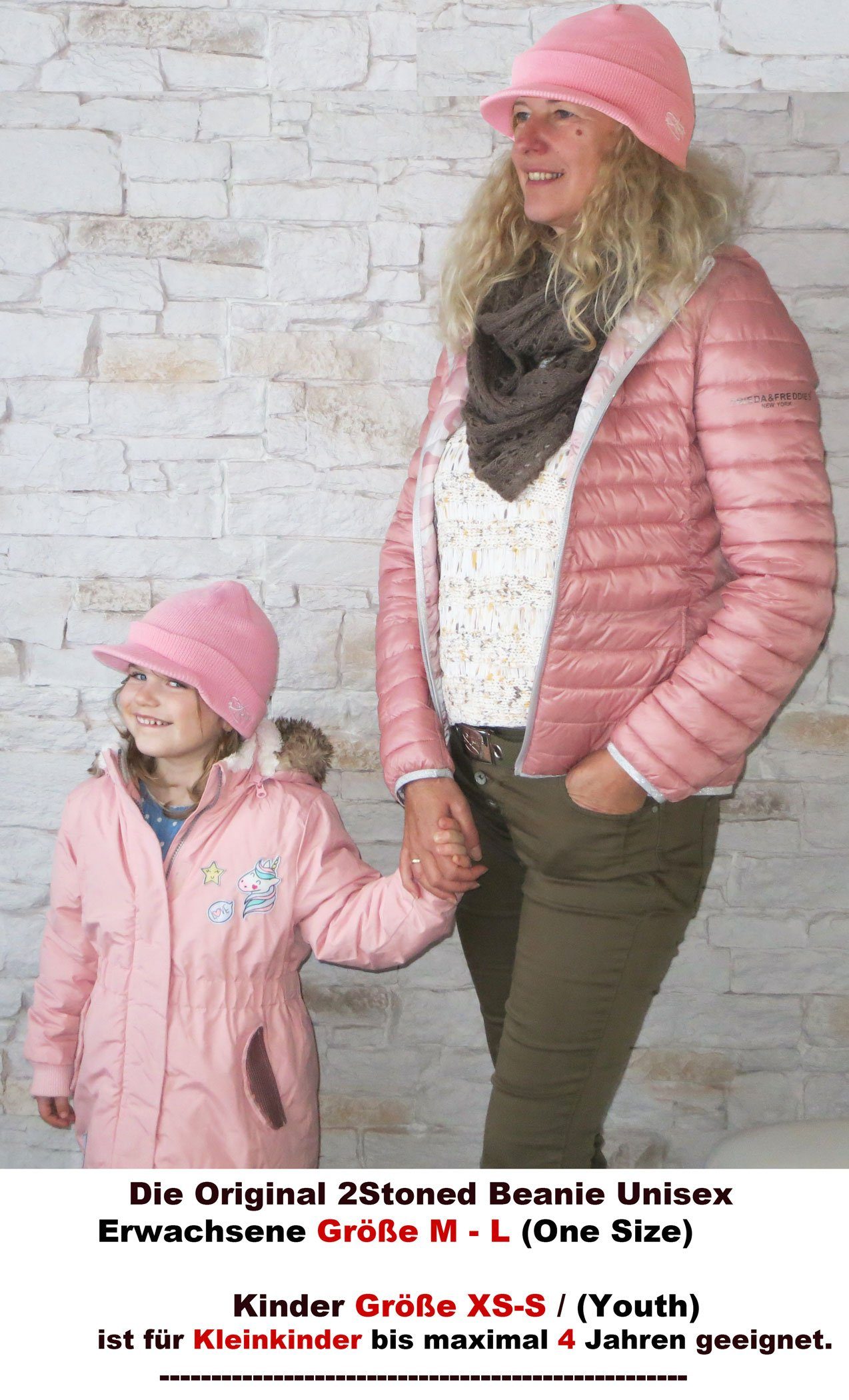 2Stoned Beanie Visor Beanie Cap Deluxe für Damen, Herren und Kinder (VPE, 1 Stück) mit kurzem Visor und breitem Umschlag, 6-Panel Style, Einheitsgröße