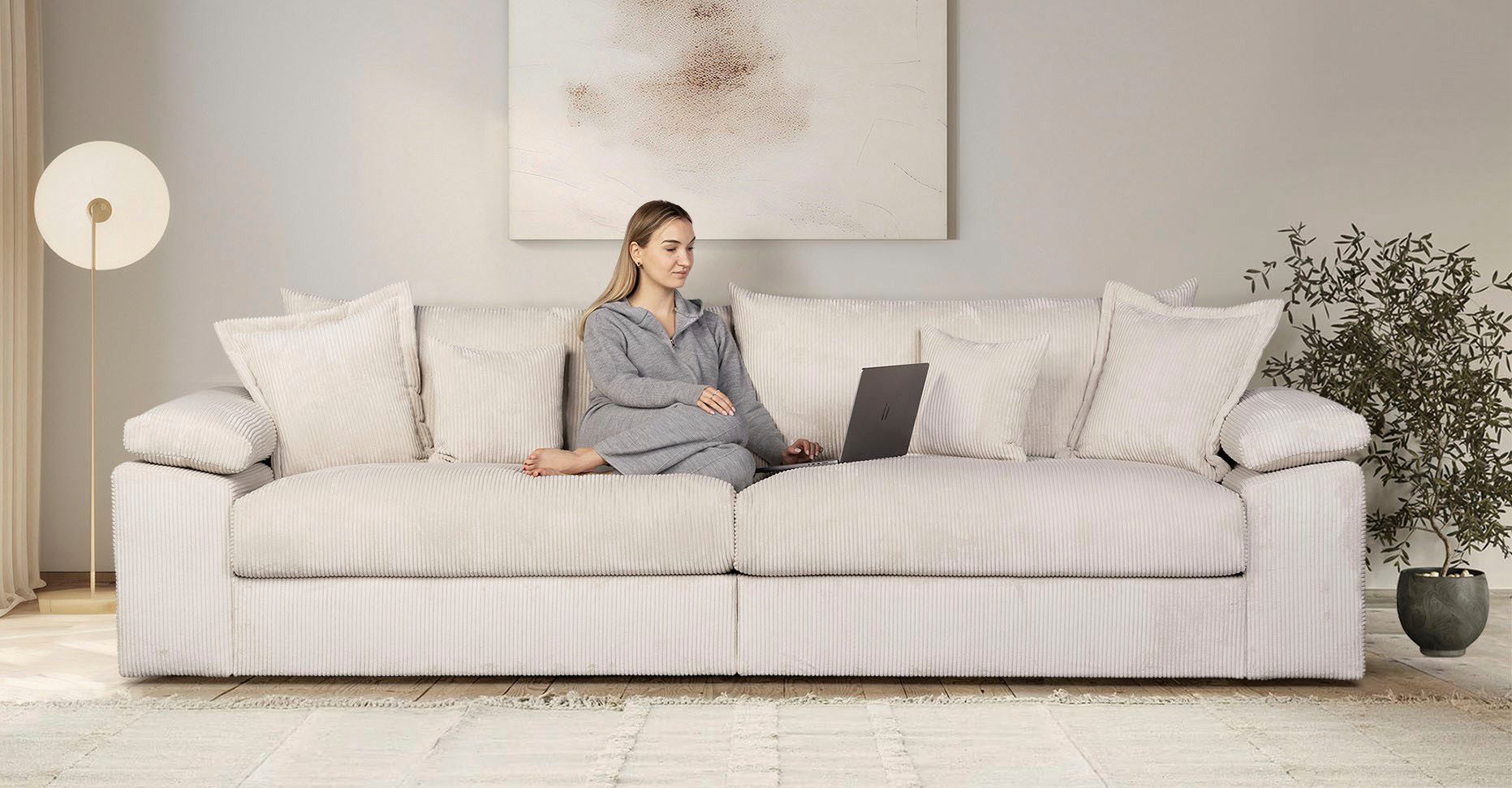 Home affaire Big-Sofa "Soft&Cosy XL - Breite 246 cm", Mega-Sofa, in Cord, F günstig online kaufen