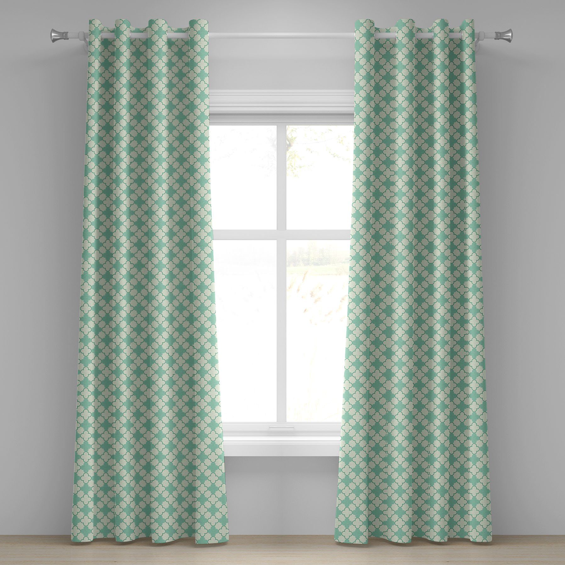 Gardine Dekorative 2-Panel-Fenstervorhänge für Schlafzimmer Wohnzimmer, Abakuhaus, viktorianisch Blumenmotiv Feminine