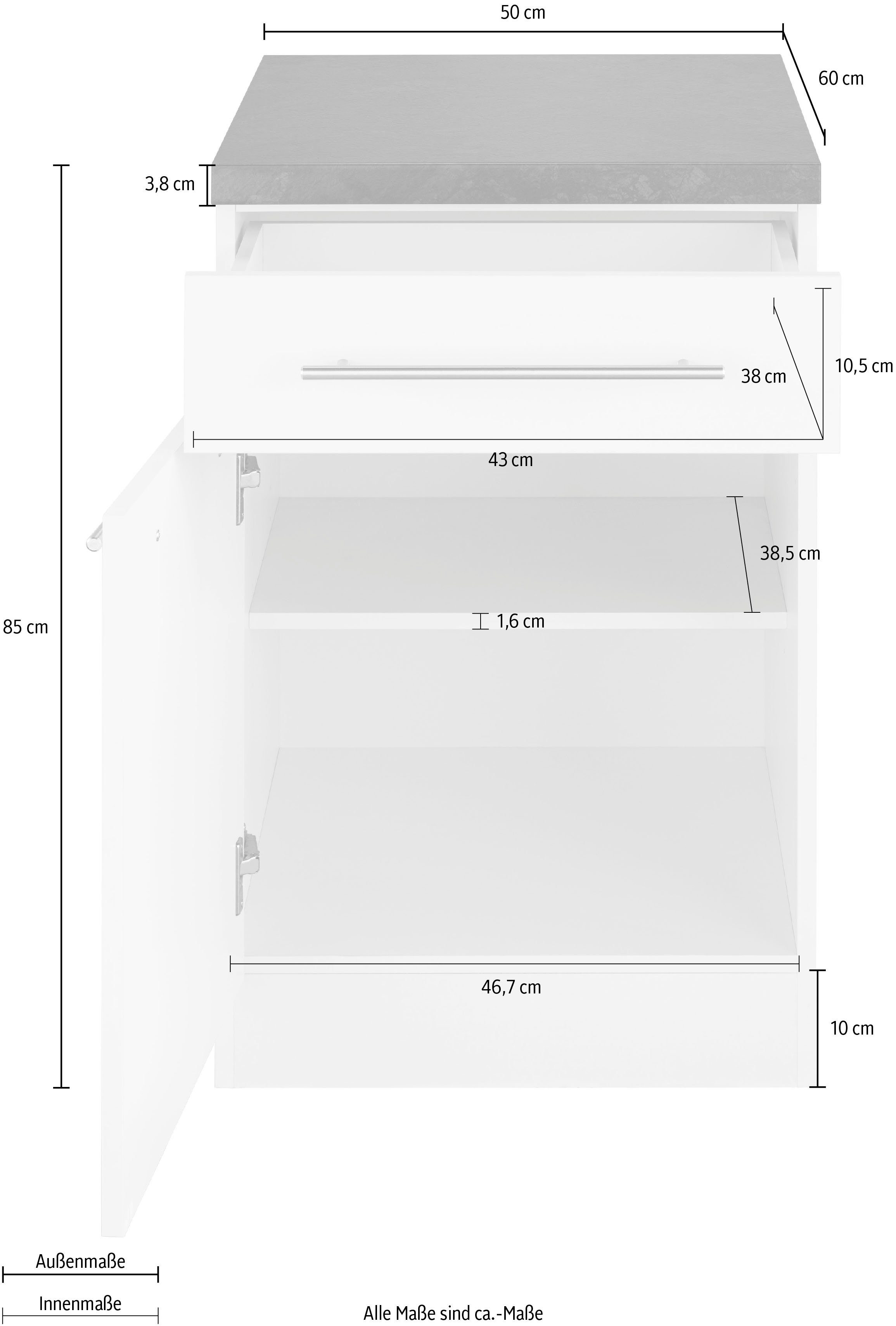 wiho Küchen Unterschrank Unna 50 | cm weiß/kastelleichefarben Weiß breit