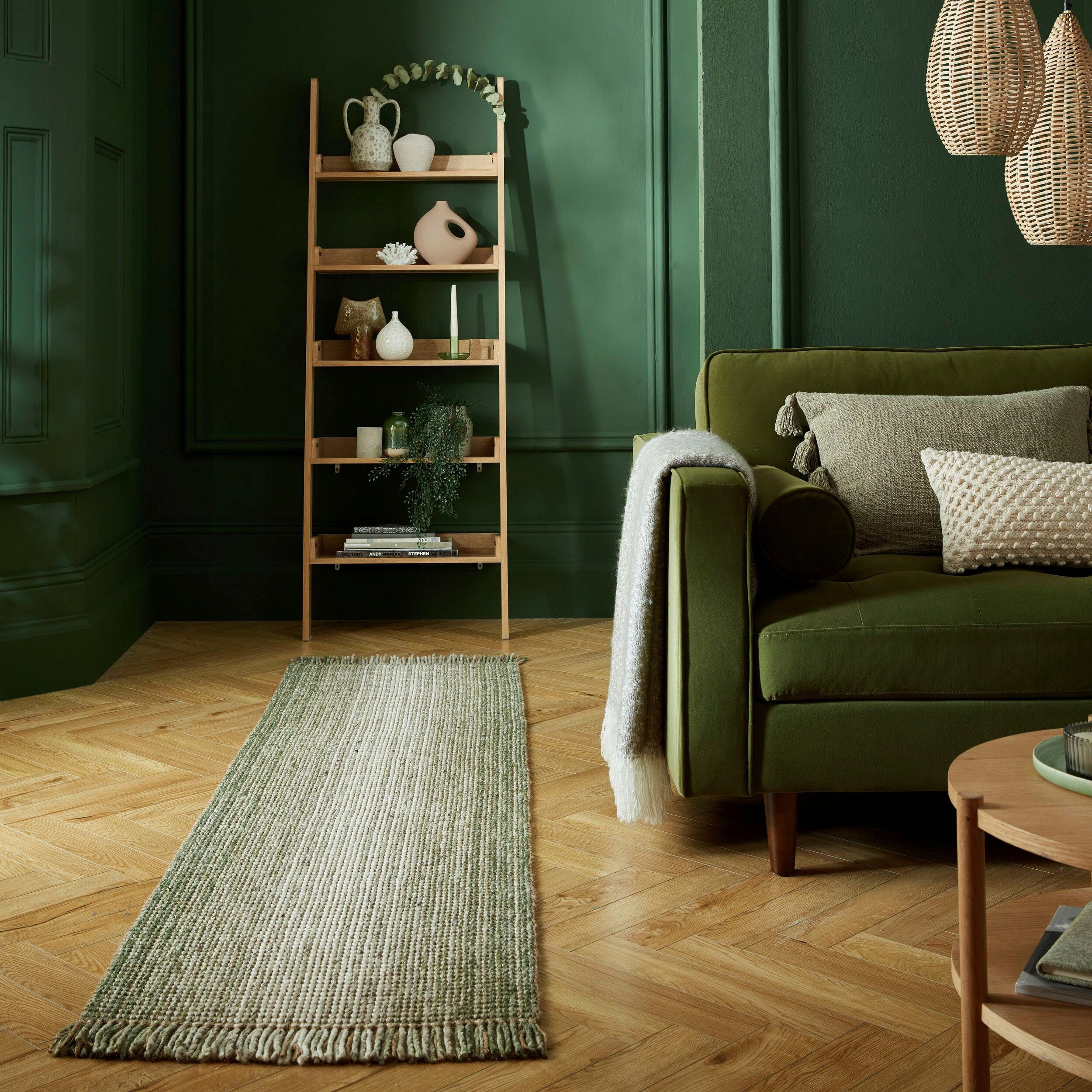 8 RUGS, mm Höhe: Jute Läufer grün FLAIR Ombre, rechteckig,