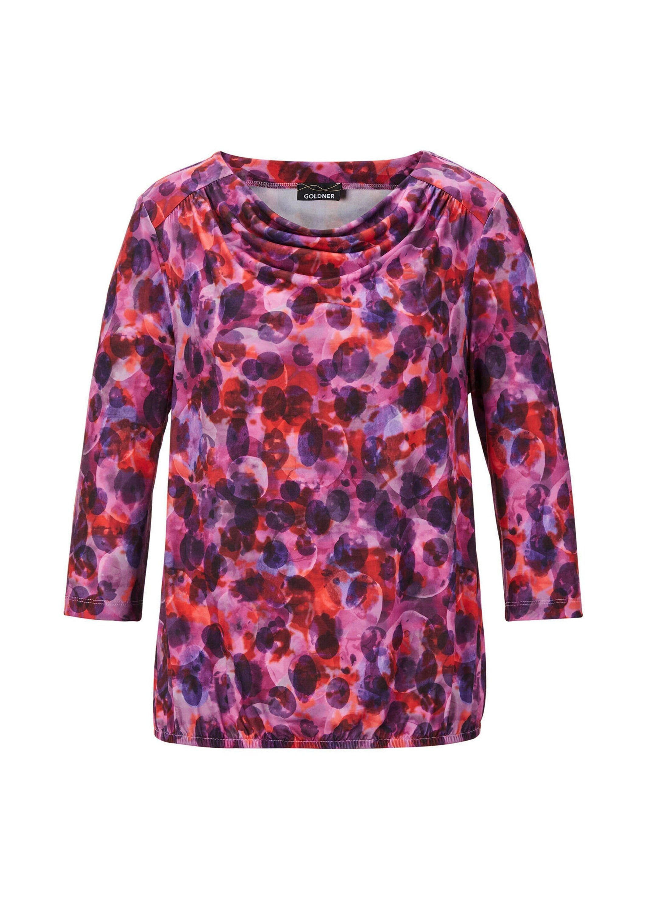 Print-Shirt Blusenshirt mit Wasserfallausschnitt