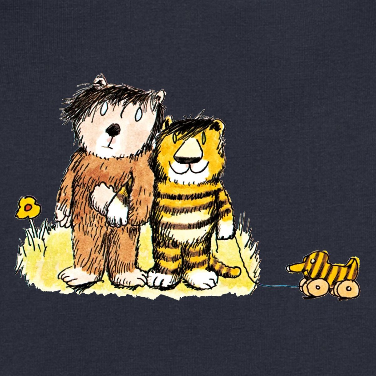 Spreadshirt Kurzarmbody Janosch Tiger, Bär und Tigerente auf Wiese Kurzarm Tages Baby Body (1-tlg)