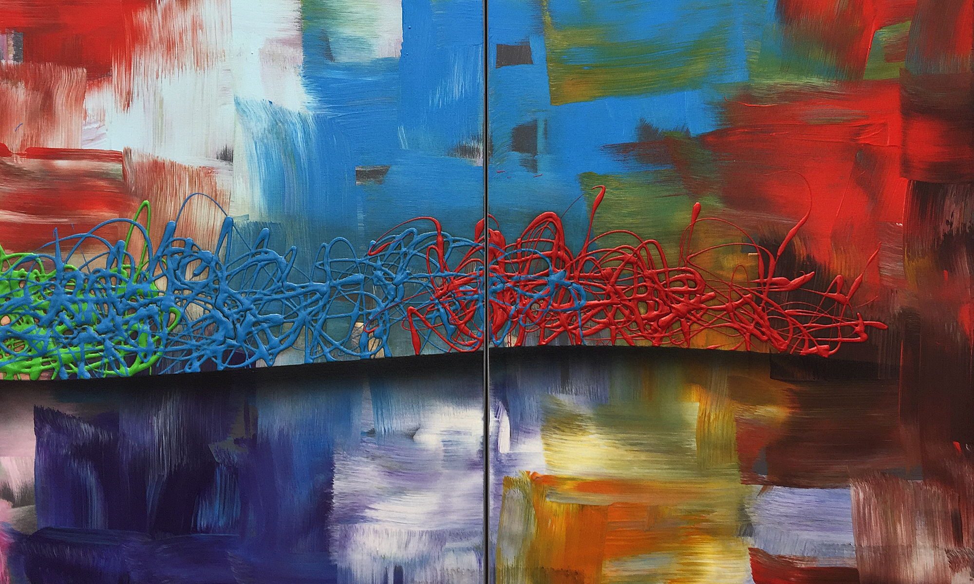 WandbilderXXL Gemälde Color Storm 150 x 65 cm, Abstraktes Gemälde, handgemaltes Unikat