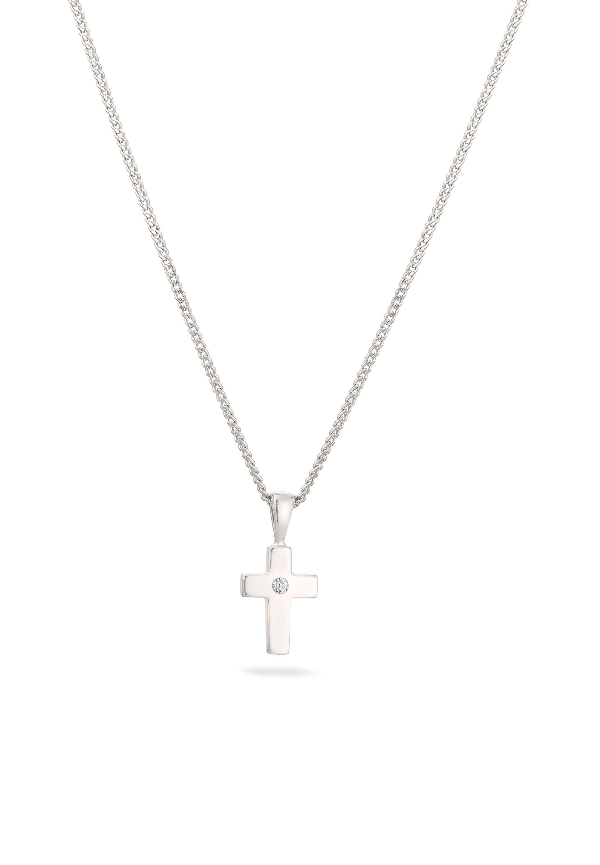 Elli DIAMONDS Kette mit Anhänger Kreuz Diamant Weiß (0.02 ct) 925 Sterling günstig online kaufen