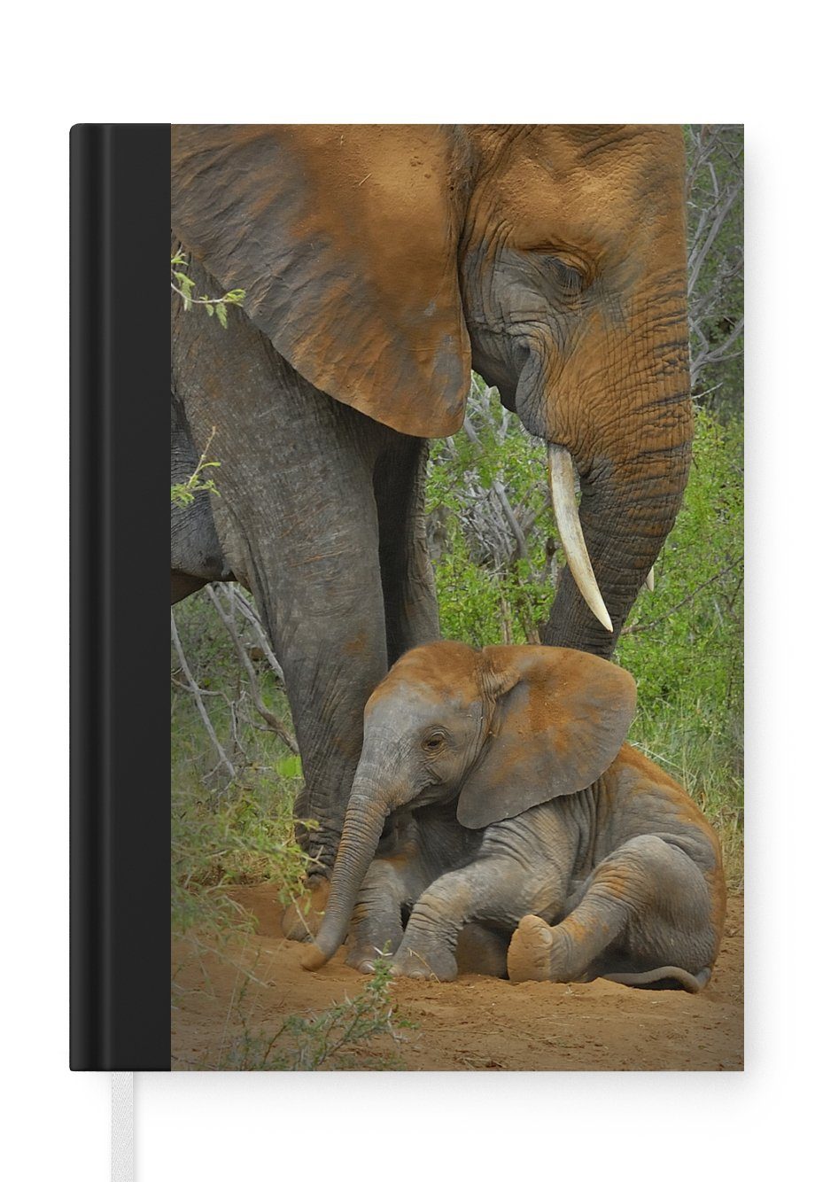 MuchoWow Notizbuch Elefant - Tiere - Sand - Natur, Journal, Merkzettel, Tagebuch, Notizheft, A5, 98 Seiten, Haushaltsbuch | Notizbücher