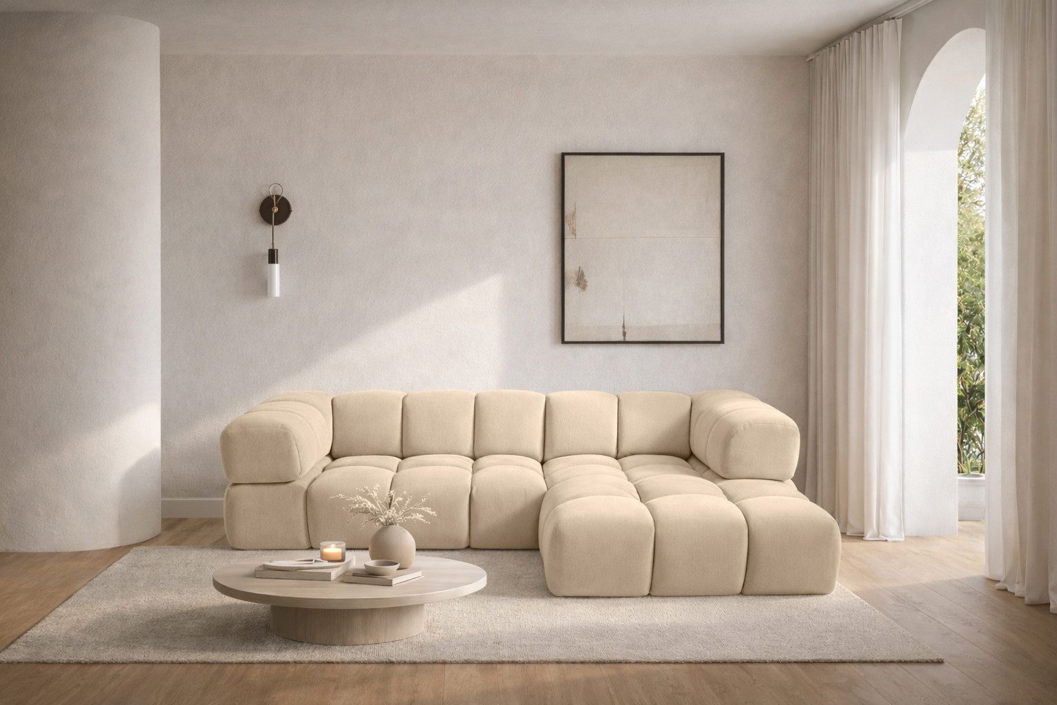 Kaiser Möbel Ecksofa luxuriöses Velours-Sofa im Stoff Bluvel modernes AVERRO, Premium-Velours Bluvel,Weiche abgerundete „Bubble“-Formen