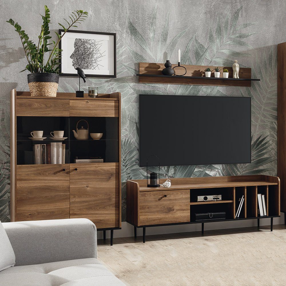 Lomadox Wohnzimmer-Set VAREDO-132, (Mega-Spar-Set, 3-St., 3-tlg), Eiche Nb. günstig online kaufen
