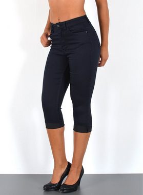 ESRA Caprijeans J316 Damen Capri Jeans Hose High Waist, bis Übergröße / Plussize Größe, Damen Capri Taillen Hose mit hoher Leibhöhe bis Übergröße, Damen 3/4 Jeans Hose Hoch Bund