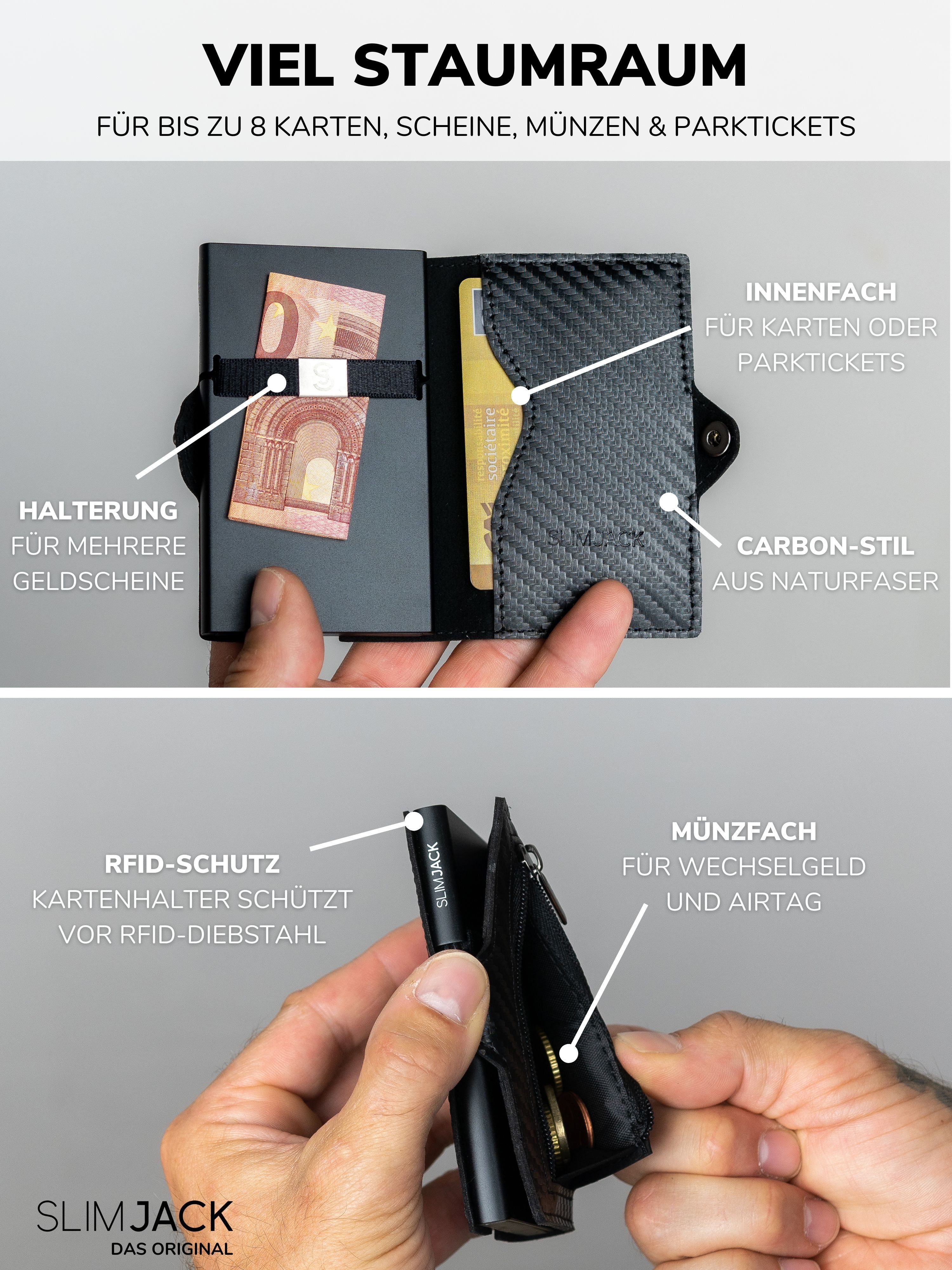 mit Herren Jackster Portmonee Carbon Geldbeutel Wallet, - Herren Geldbörse - SLIMJACK Mini für RFID-Schutz Wallet Slim