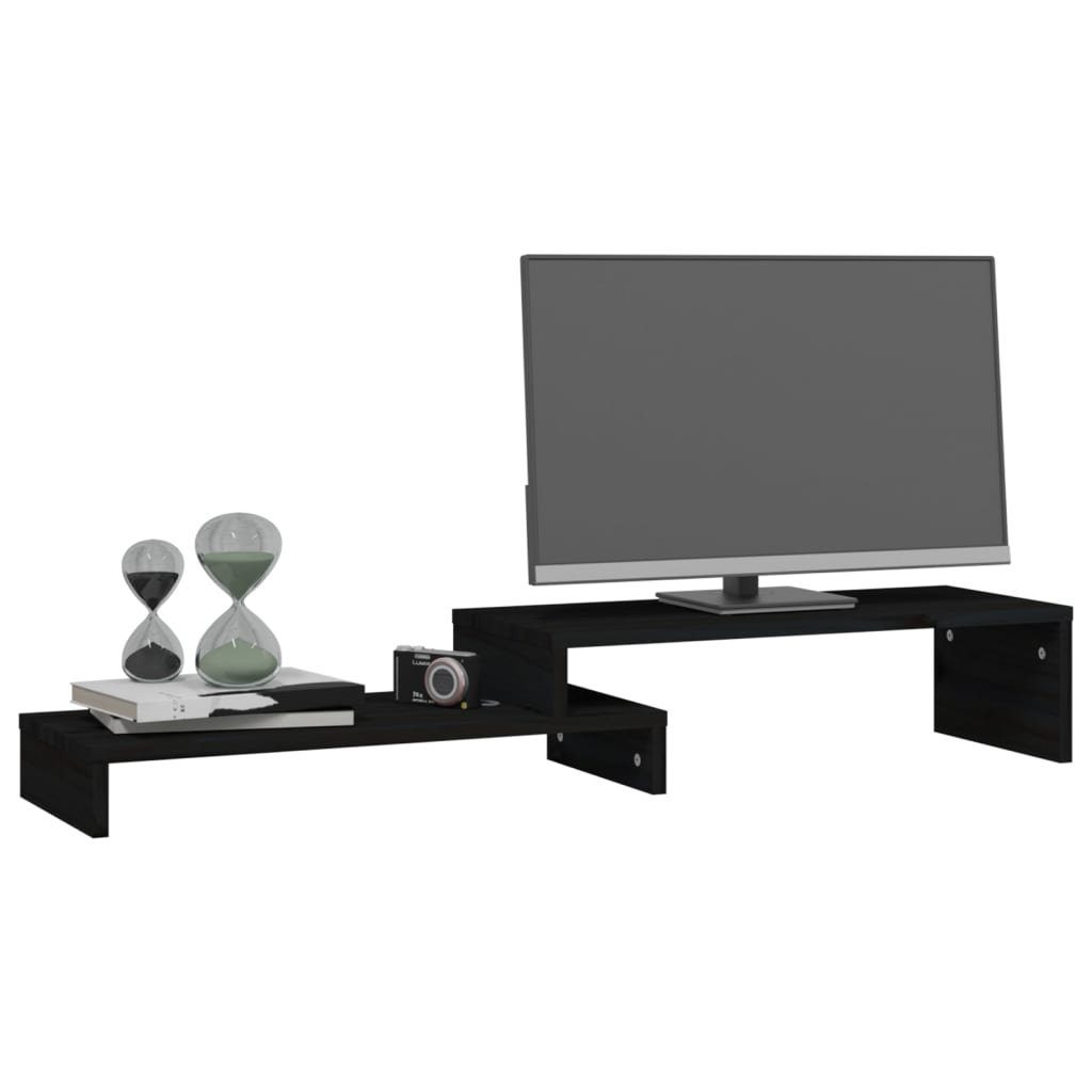 vidaXL Monitorständer Schwarz (52-101)x22x14 Monitorständer Kiefer Massivholz cm