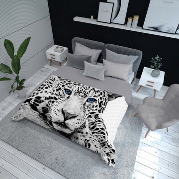 Tagesdecke Tagesdecke Leopard Grau Bettüberwurf Tagesbettdecke Überwurf für Bett, Carpe Sonno, Tagesdecke 170 x 210 kuschelig Überwurfdecke