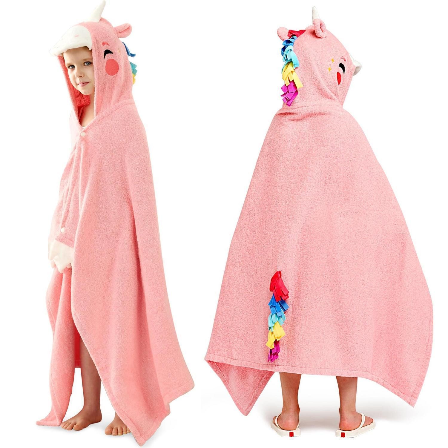 LuxusKollektion Kapuzenhandtuch Kapuzenhandtuch Kinder Rosa 127x77cm, (1-St)