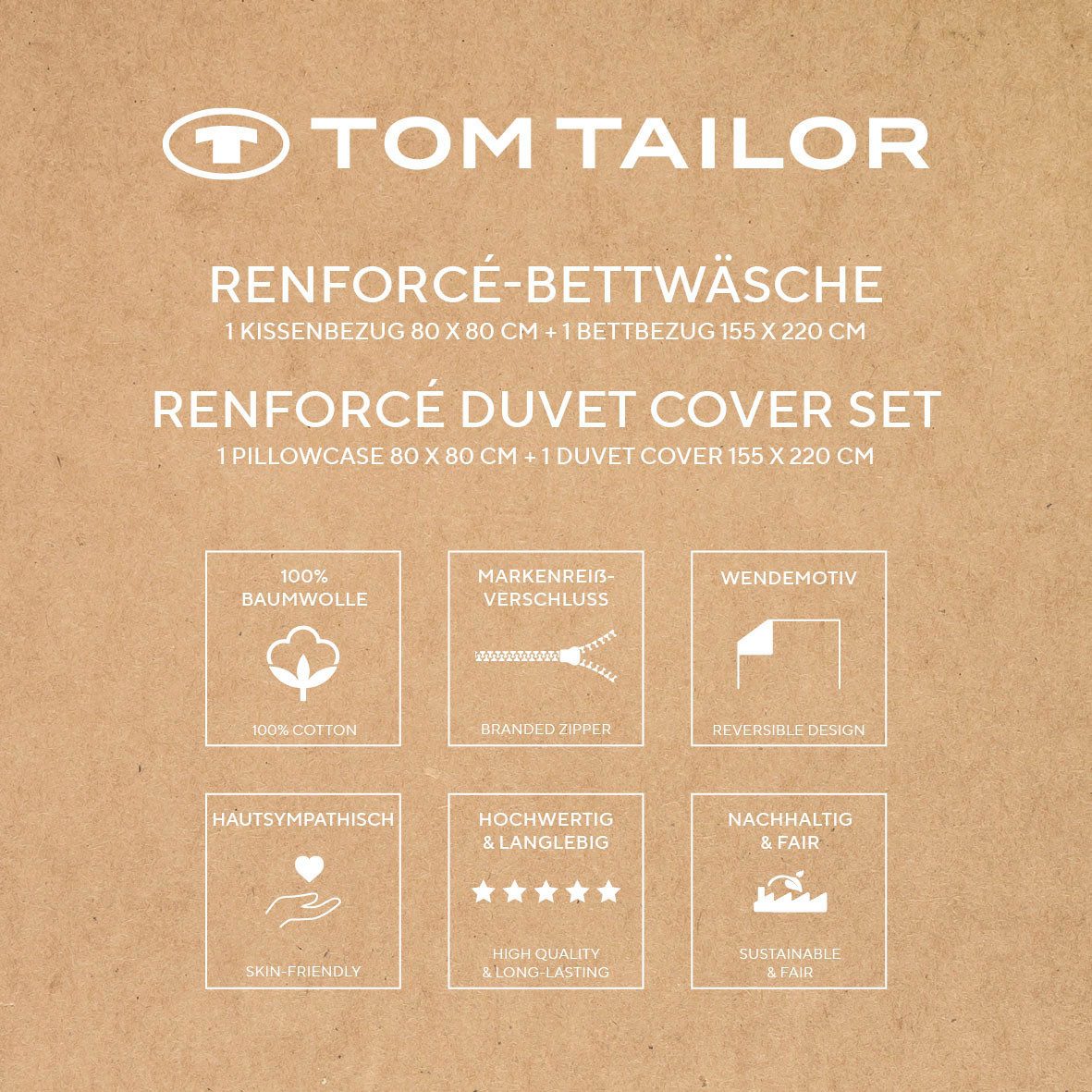 TOM TAILOR HOME Bettwäsche BOLD STRIPES in Gr. 135x200cm, 155x220cm oder 200x220cm, Renforcé, 2 teilig, new bedroom, mit farbigem Markenreißverschluss – Bild 5 von 5