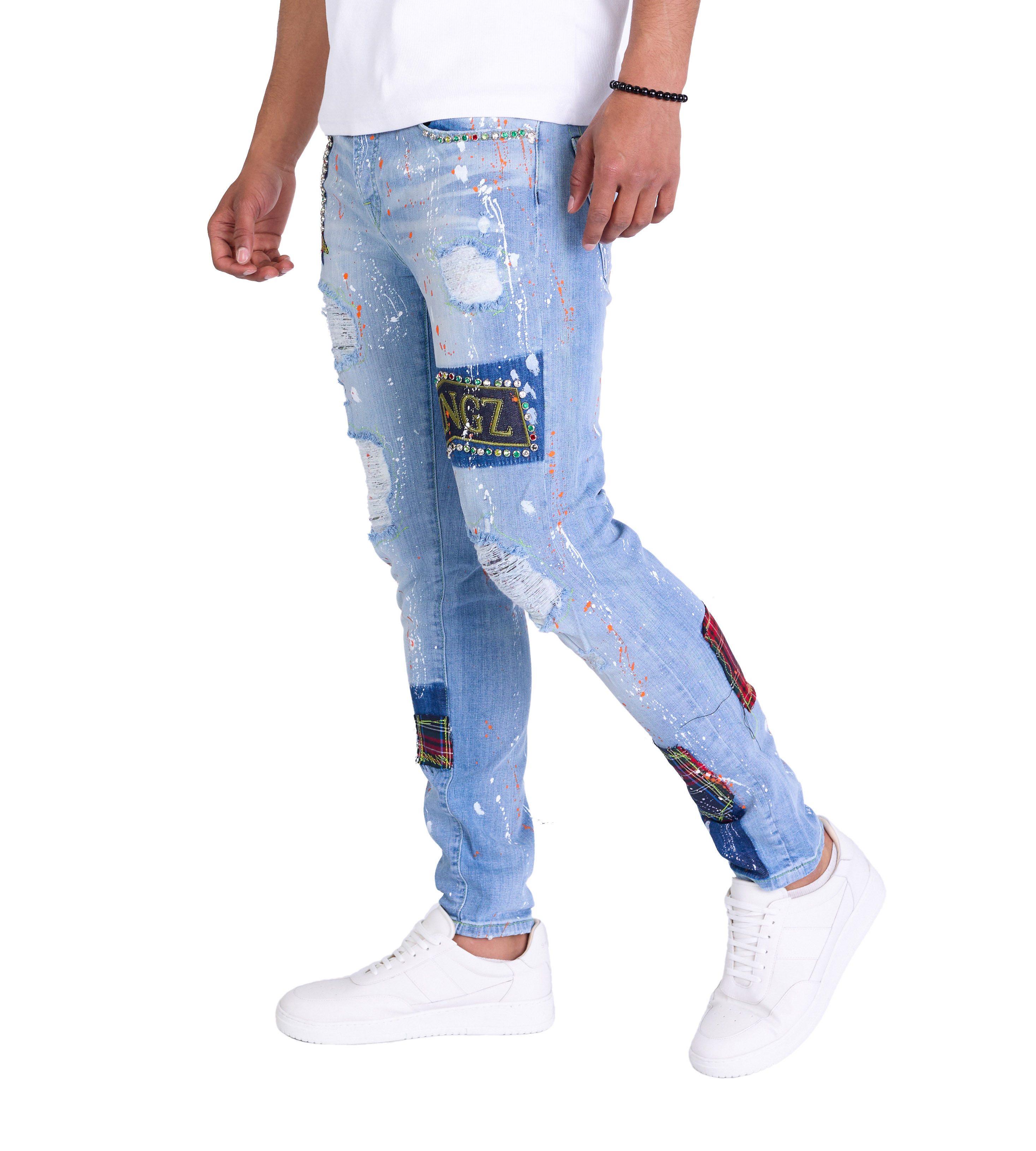 KINGZ Slim-fit-Jeans Exclusive Herren Designer Slim Fit Jeans