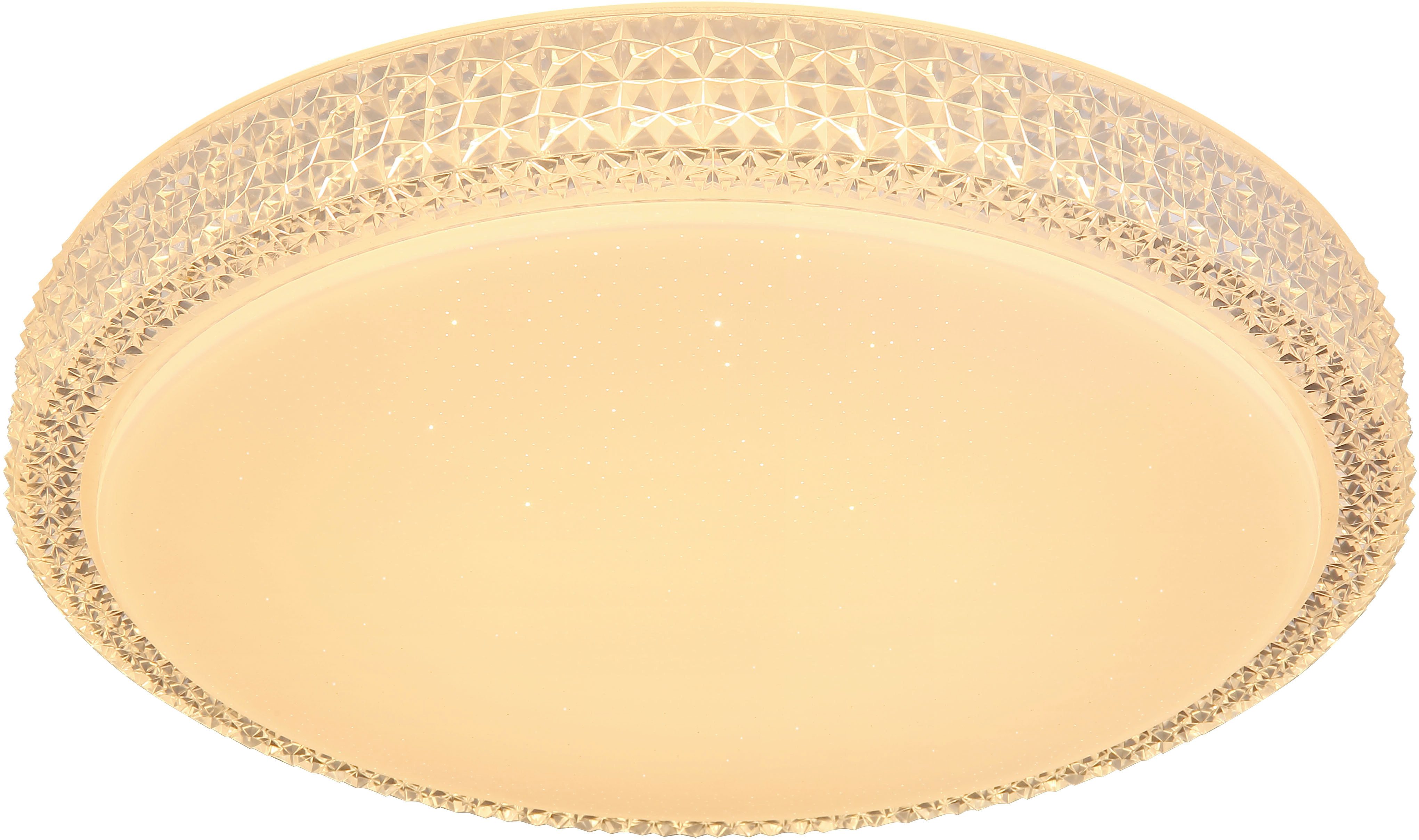 GLOBO LIGHTING Deckenleuchte OVI, LED fest integriert, Deckenleuchte Weiß, Opal/Glas Kristalle, dimmbar, LED 22W
