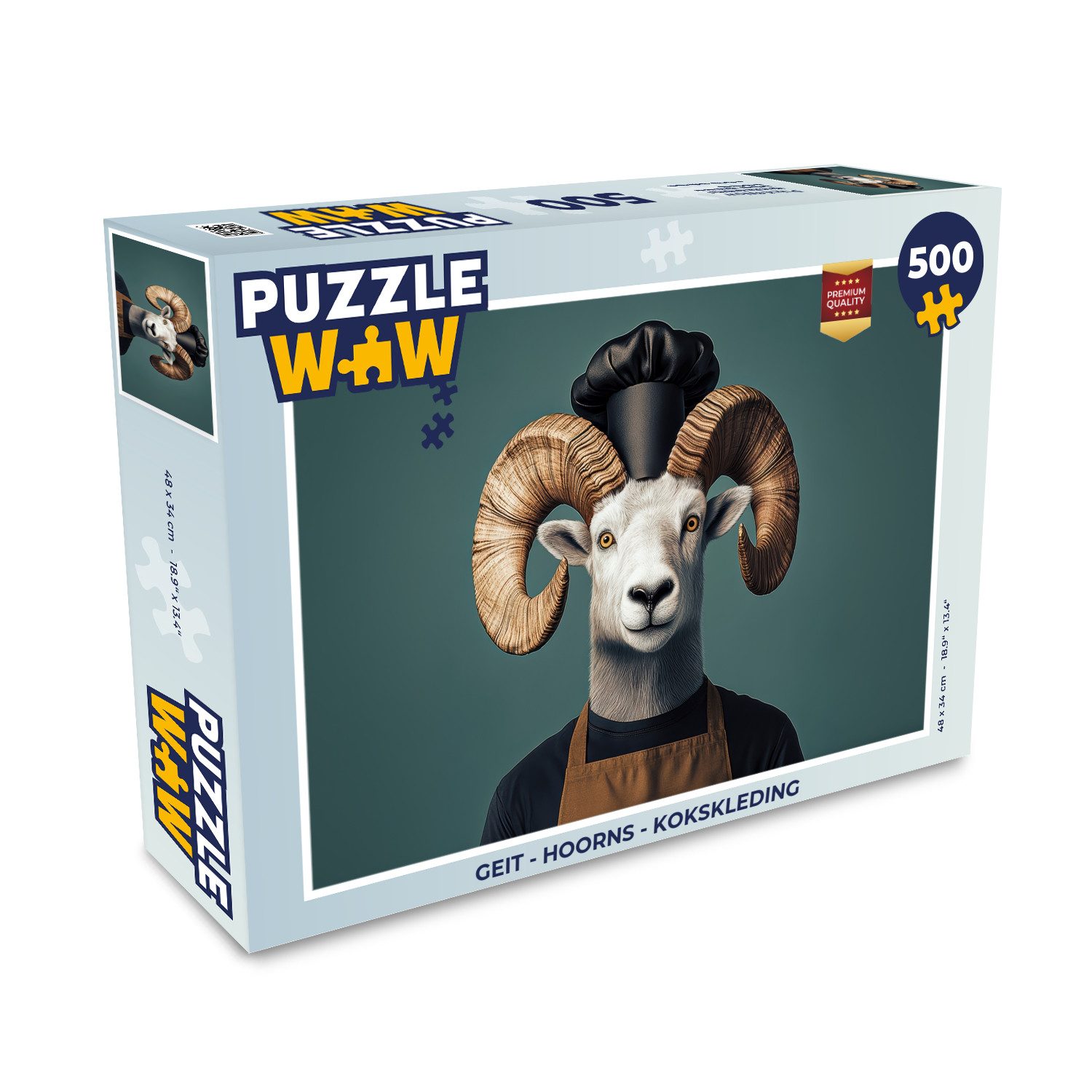MuchoWow Puzzle Ziege - Hörner - Kochbekleidung, 500 Puzzleteile, Foto-Puzzle, Bilderrätsel, Puzzlespiele, Spielzeug
