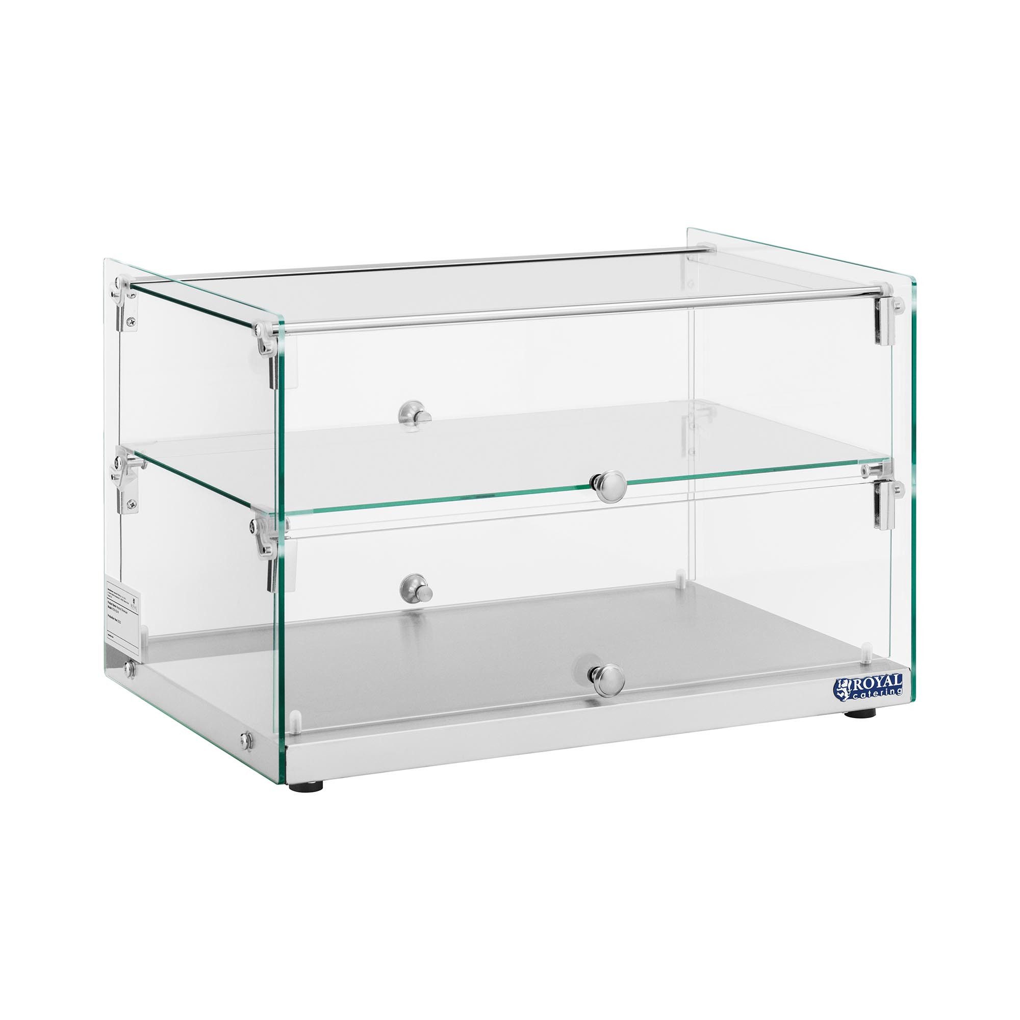Royal Catering Buffet-Vitrine Gastro Kuchenvitrine 50L Tortenvitrine 2 Ebenen, Edelstahl, Glas